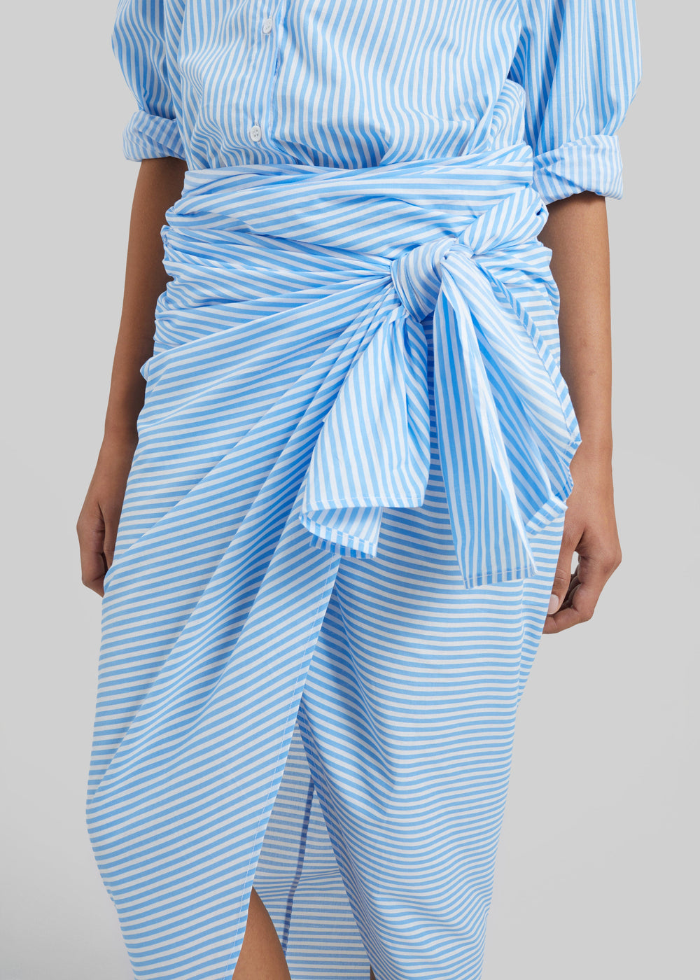 Thira Wrap Skirt - White/Light Blue - 1