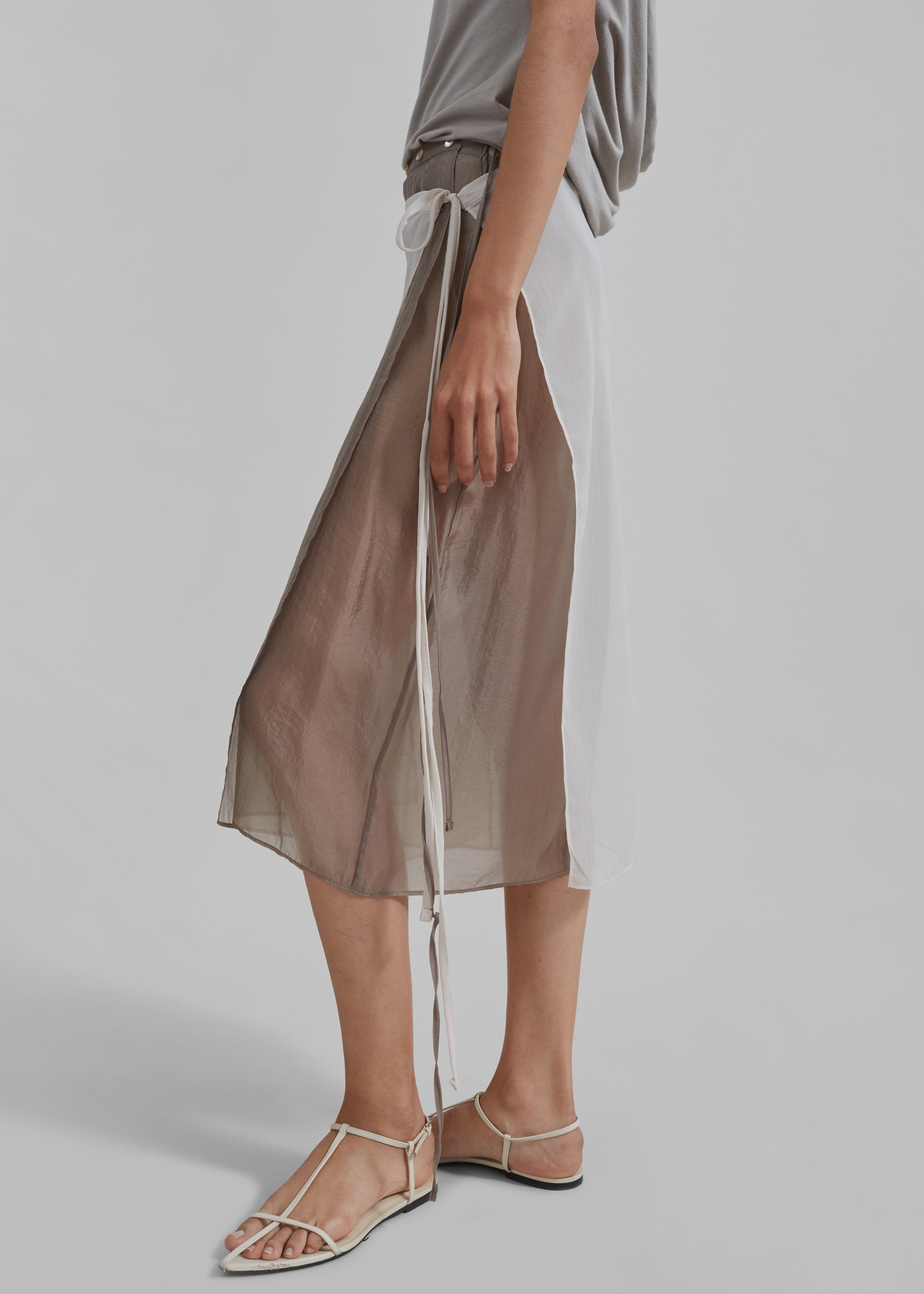 Tia Sheer Layered Skirt - Beige - 6