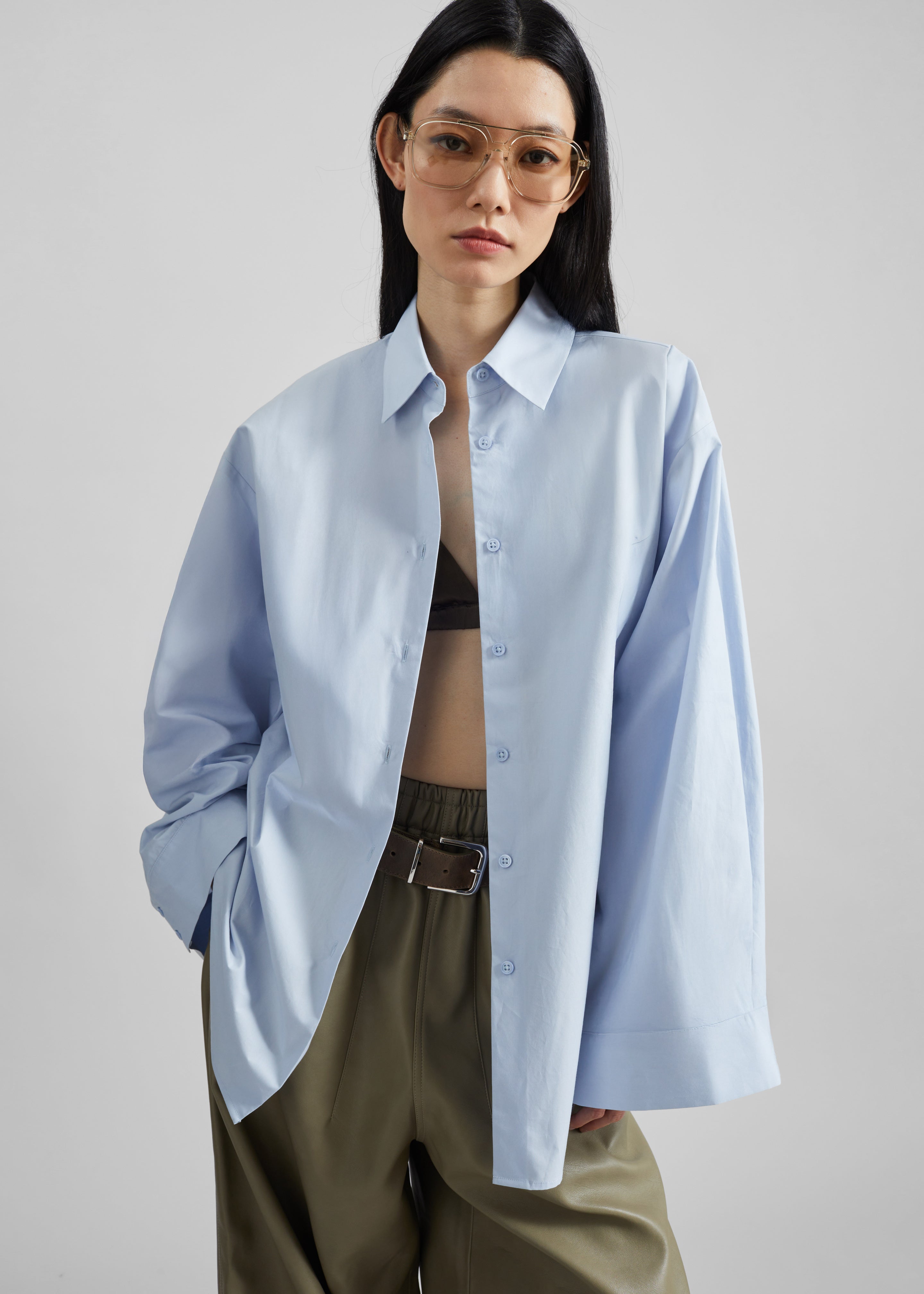Tila Wide Sleeve Shirt - Light Blue - 1