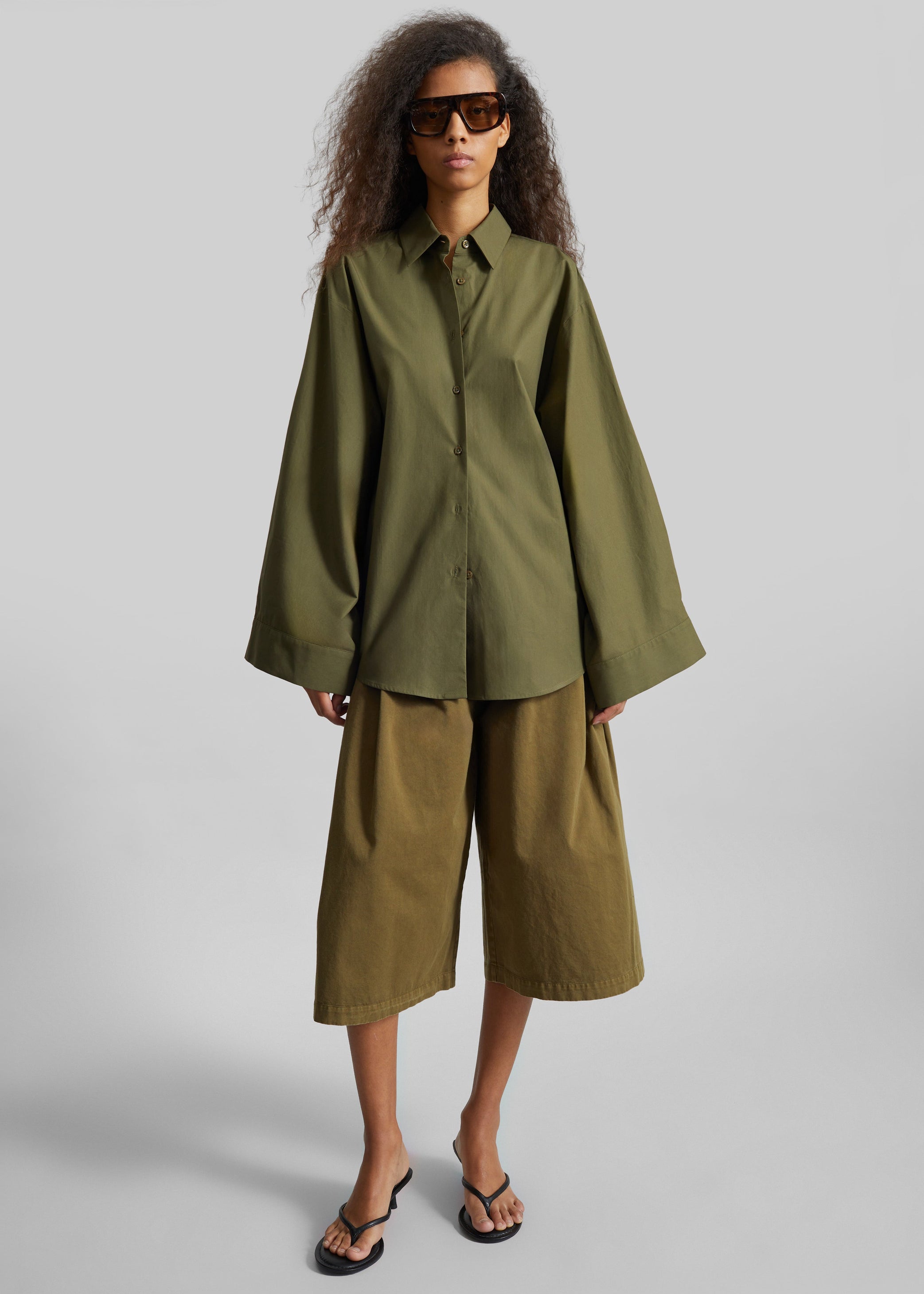 Shop the look image for Tila Wide Sleeve Shirt - Olive
