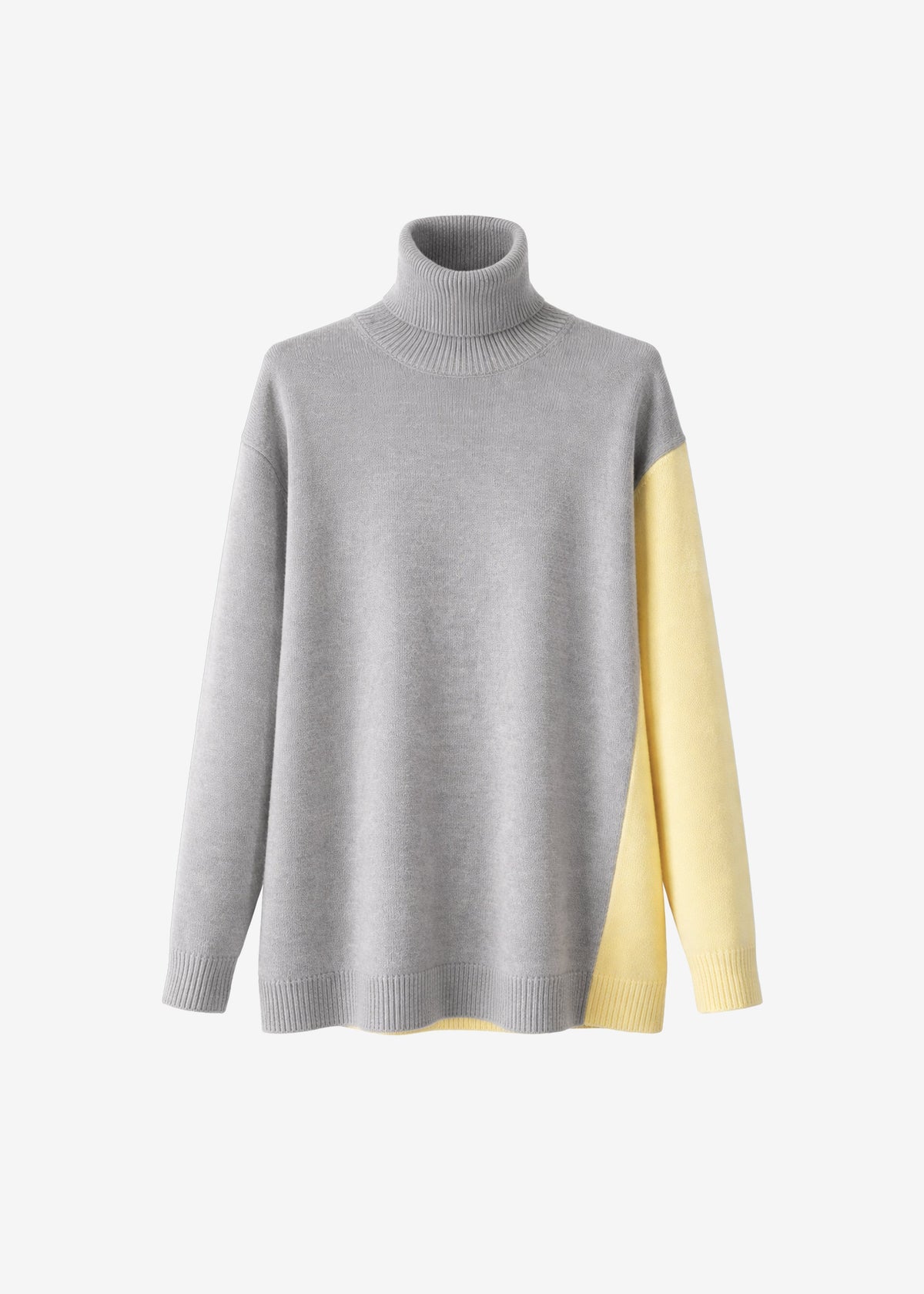 Tilda Bicolor Turtleneck Sweater Dress - Light Grey
