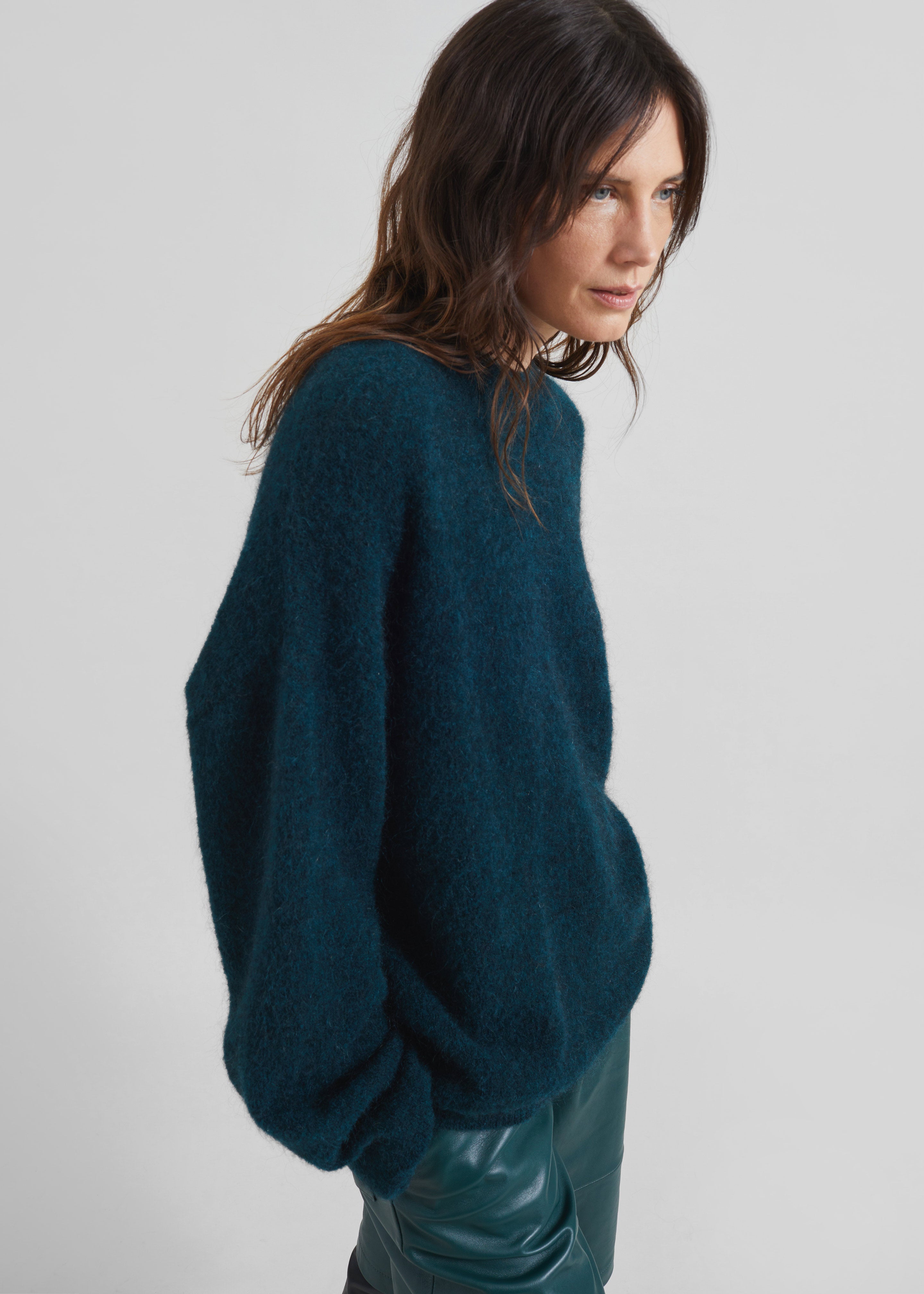 Timea Mohair Fuzzy Sweater - Bottle Green - 6