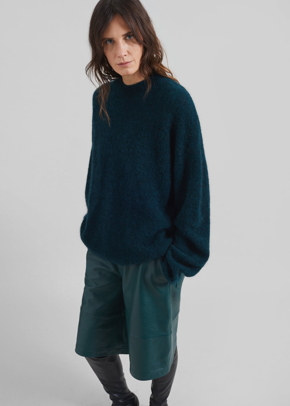 Timea Mohair Fuzzy Sweater - Bottle Green - 3