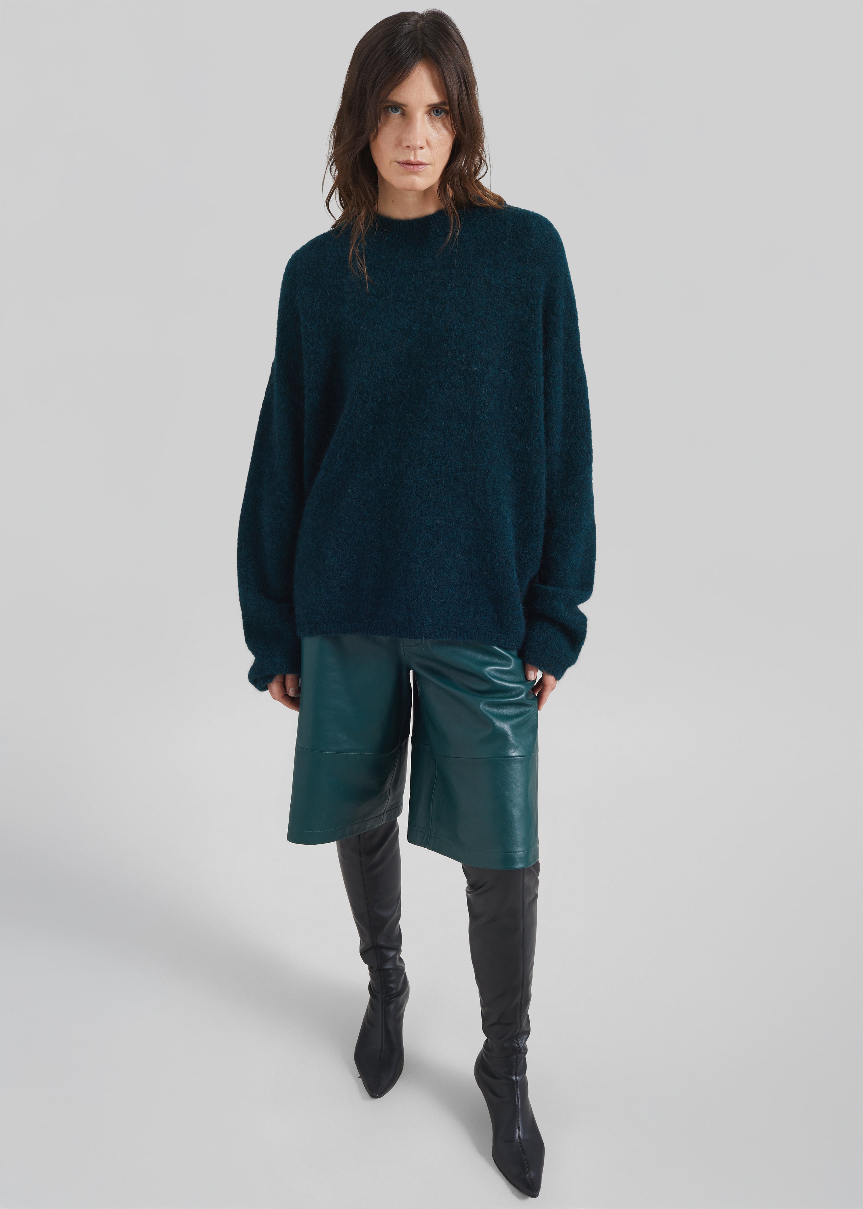 Timea Mohair Fuzzy Sweater - Bottle Green - 5