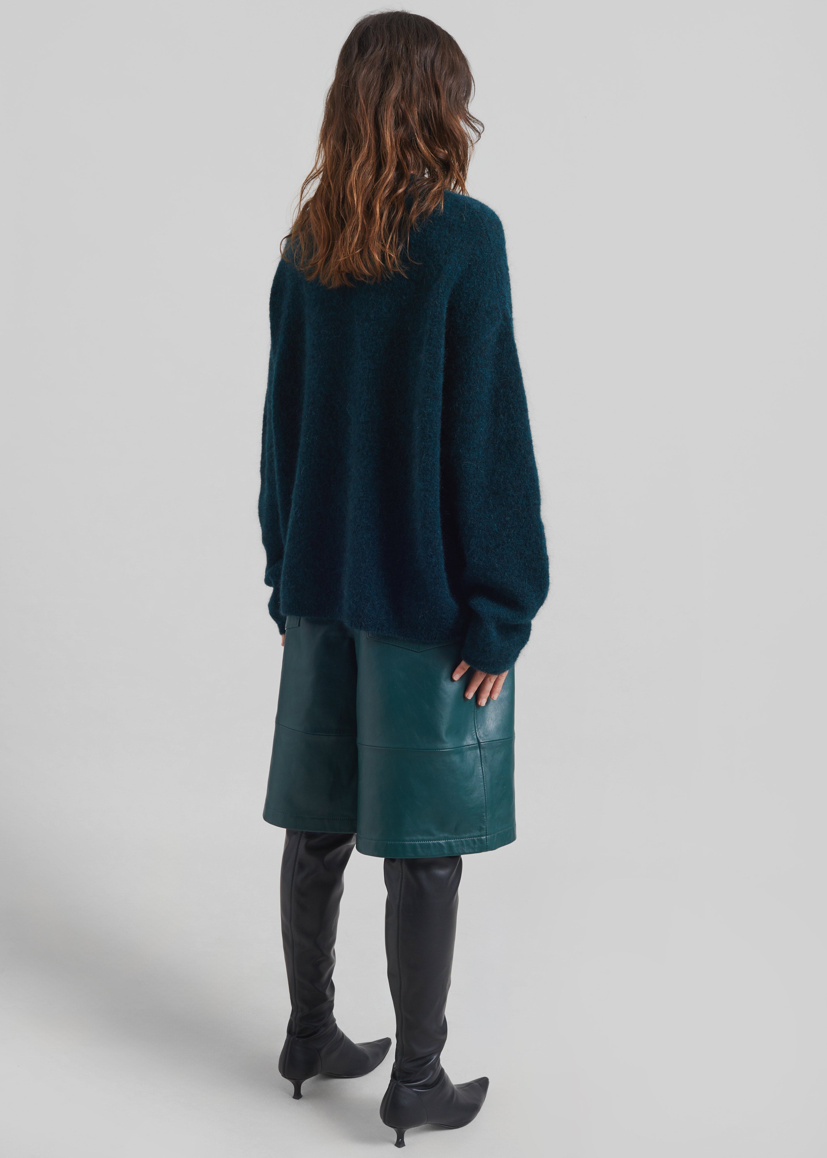 Timea Mohair Fuzzy Sweater - Bottle Green - 7