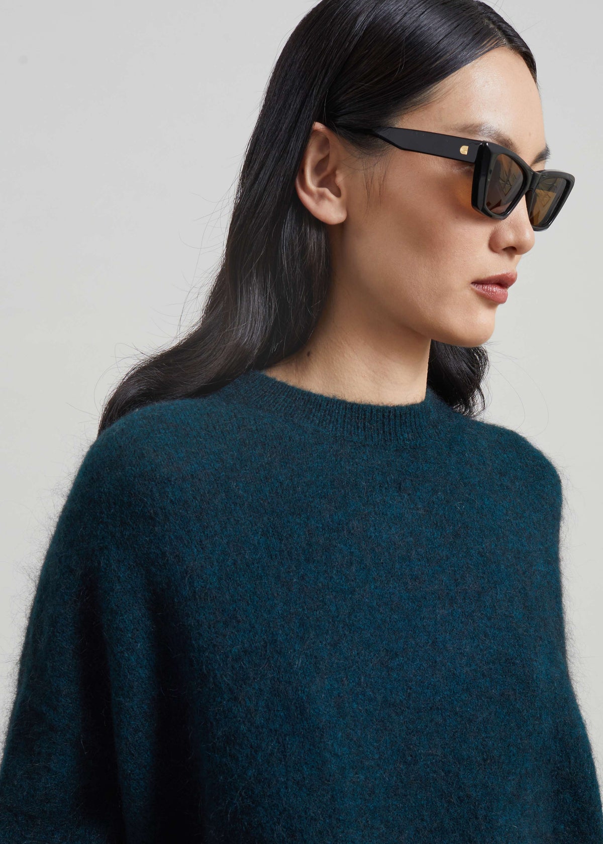 Timea Mohair Fuzzy Sweater - Bottle Green - 4
