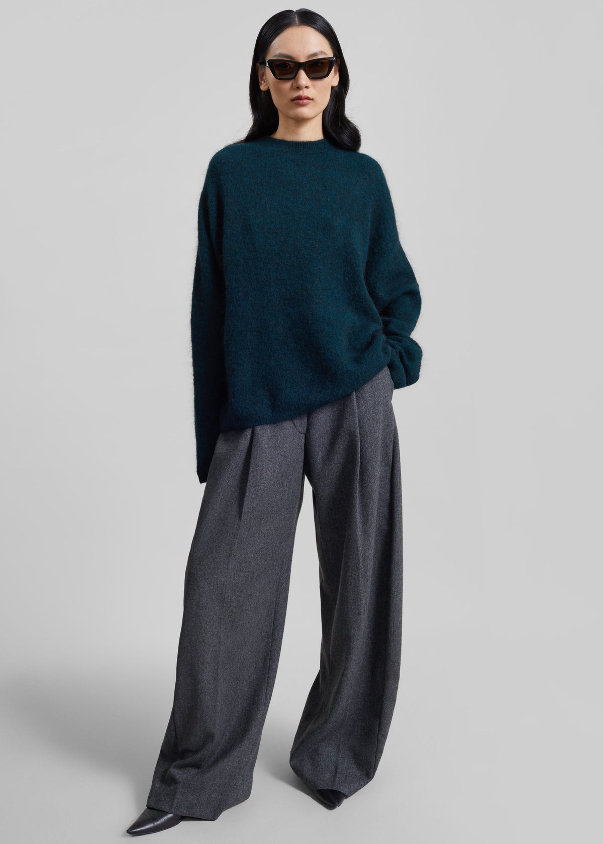 Timea Mohair Fuzzy Sweater - Bottle Green - 2