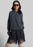 Timea Mohair Fuzzy Sweater - Dark Grey
