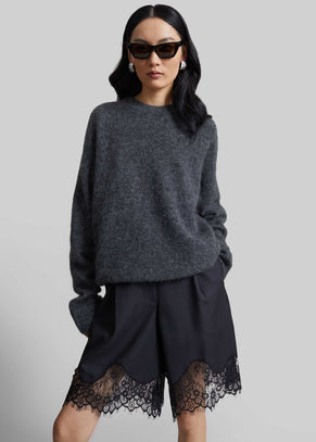 Pull Timea en mohair duveteux - Gris foncé