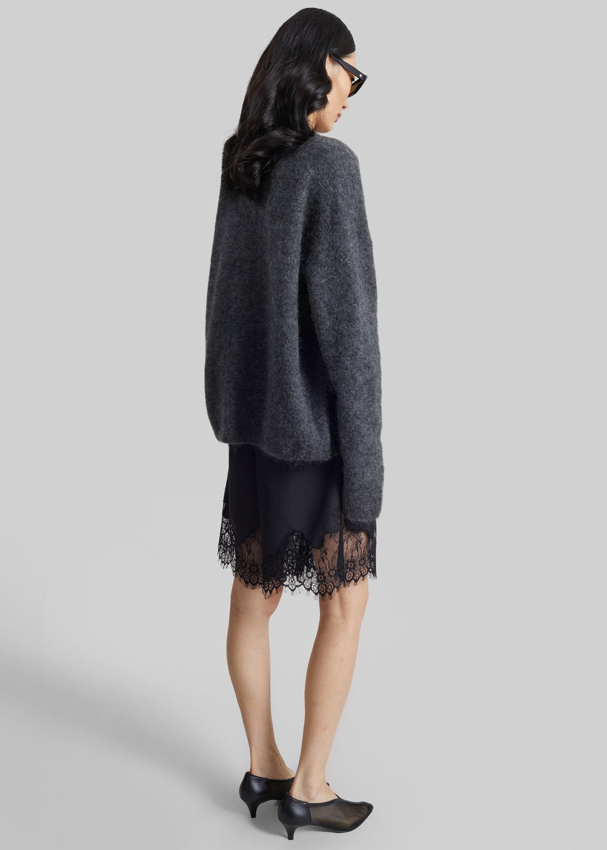 Timea Mohair Fuzzy Sweater - Dark Grey - 5