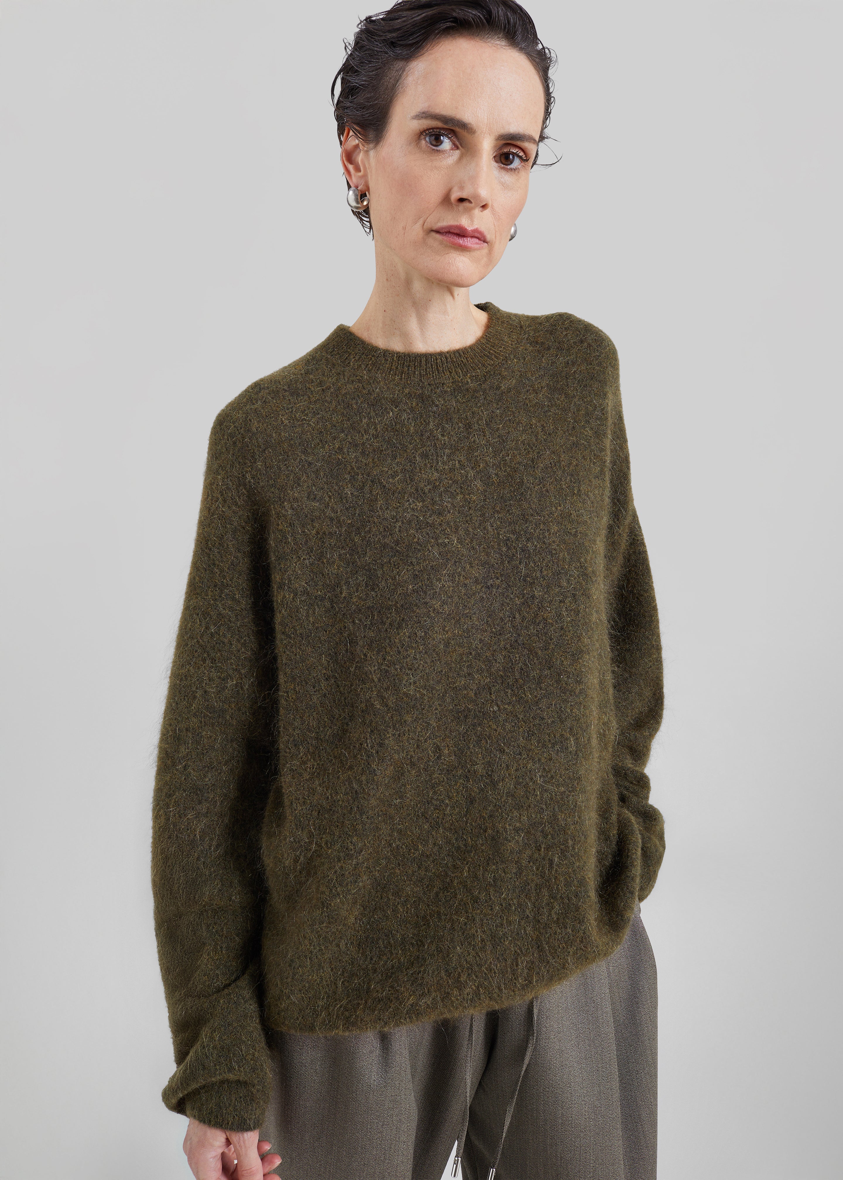 Timea Mohair Fuzzy Sweater - Dark Olive – The Frankie Shop Europe