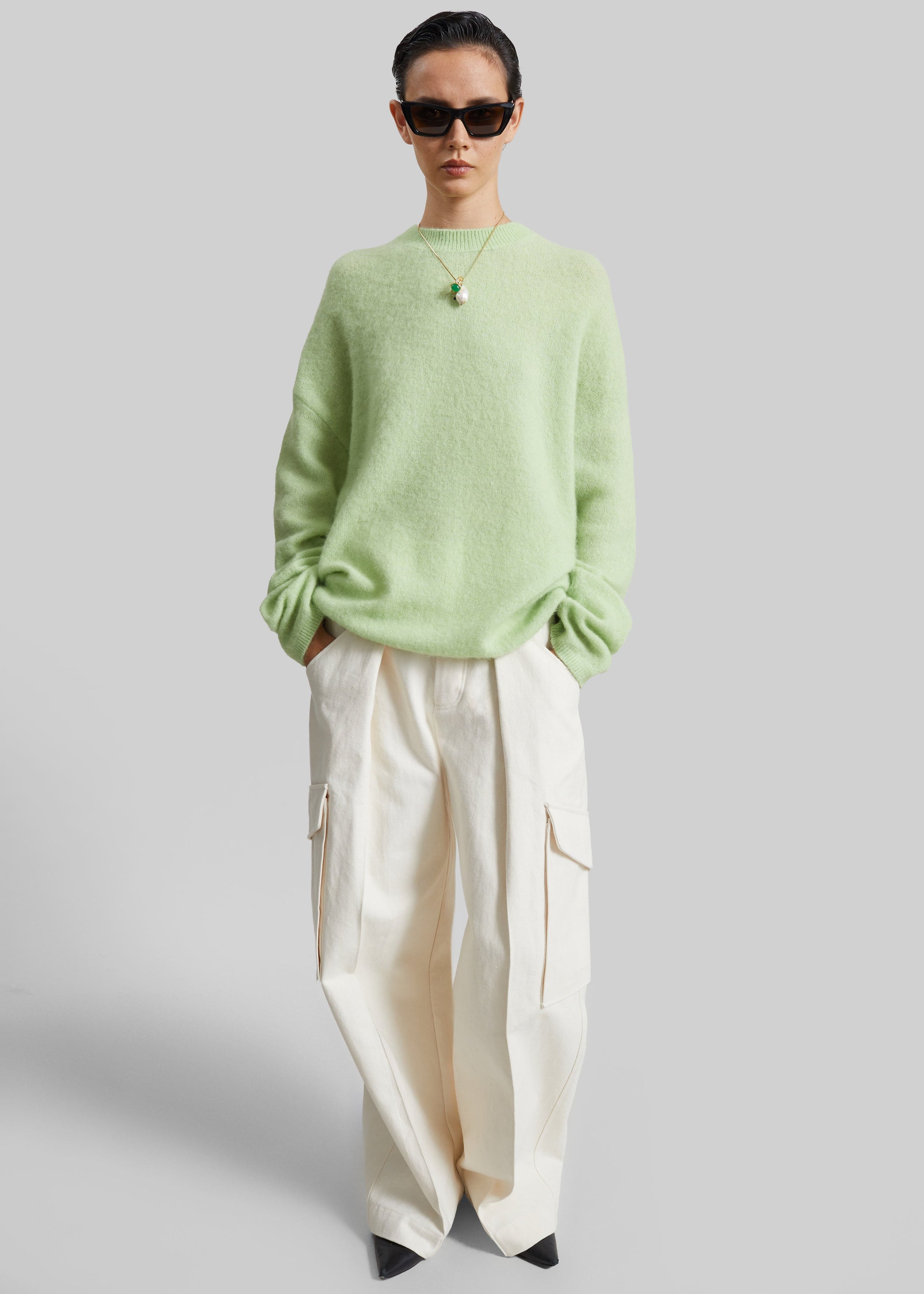 Shop the look image for Timea Mohair Fuzzy Sweater - Lime