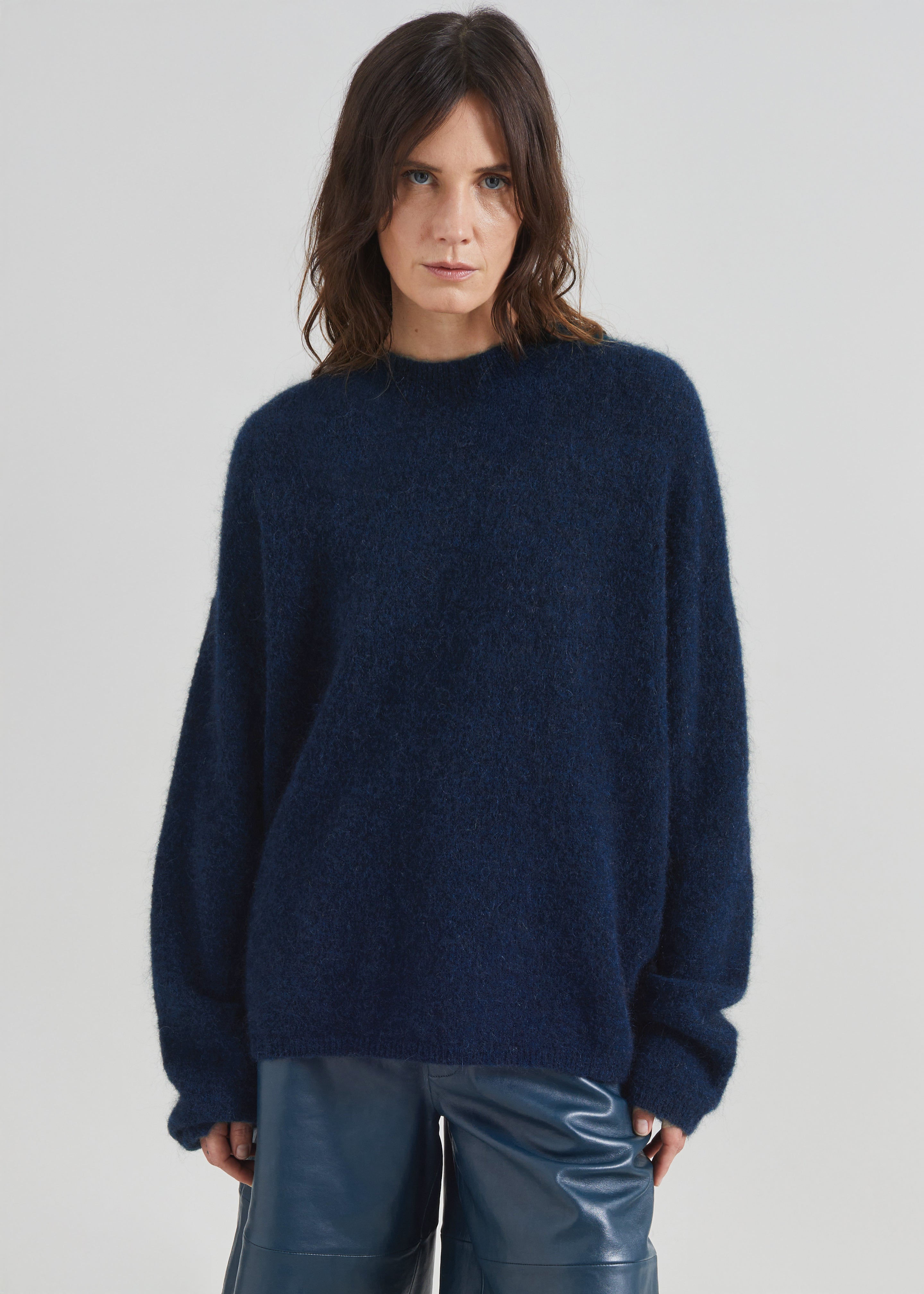 Timea Mohair Fuzzy Sweater - Navy - 5