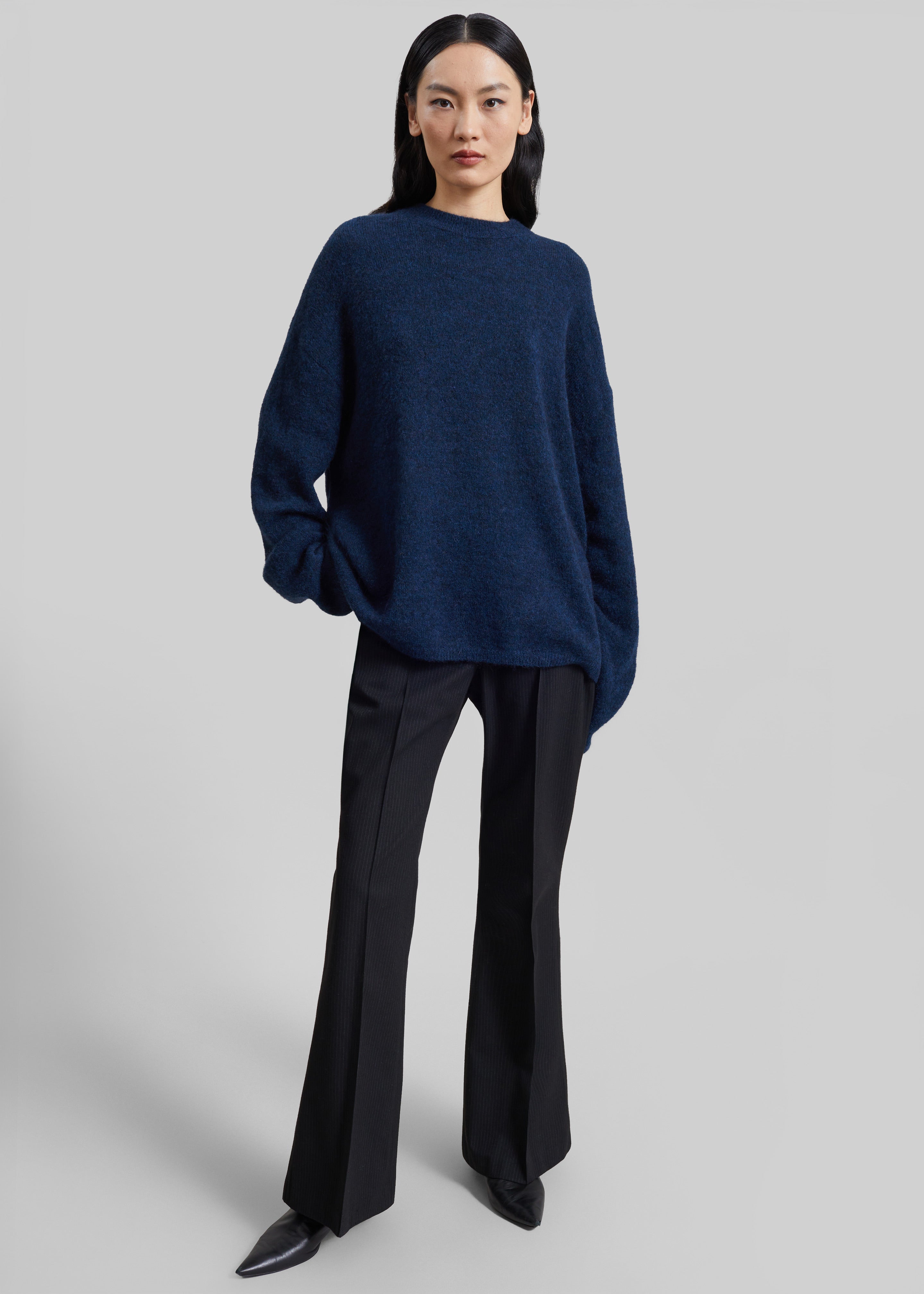 Timea Mohair Fuzzy Sweater - Navy - 3
