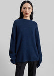 Timea Mohair Fuzzy Sweater - Navy