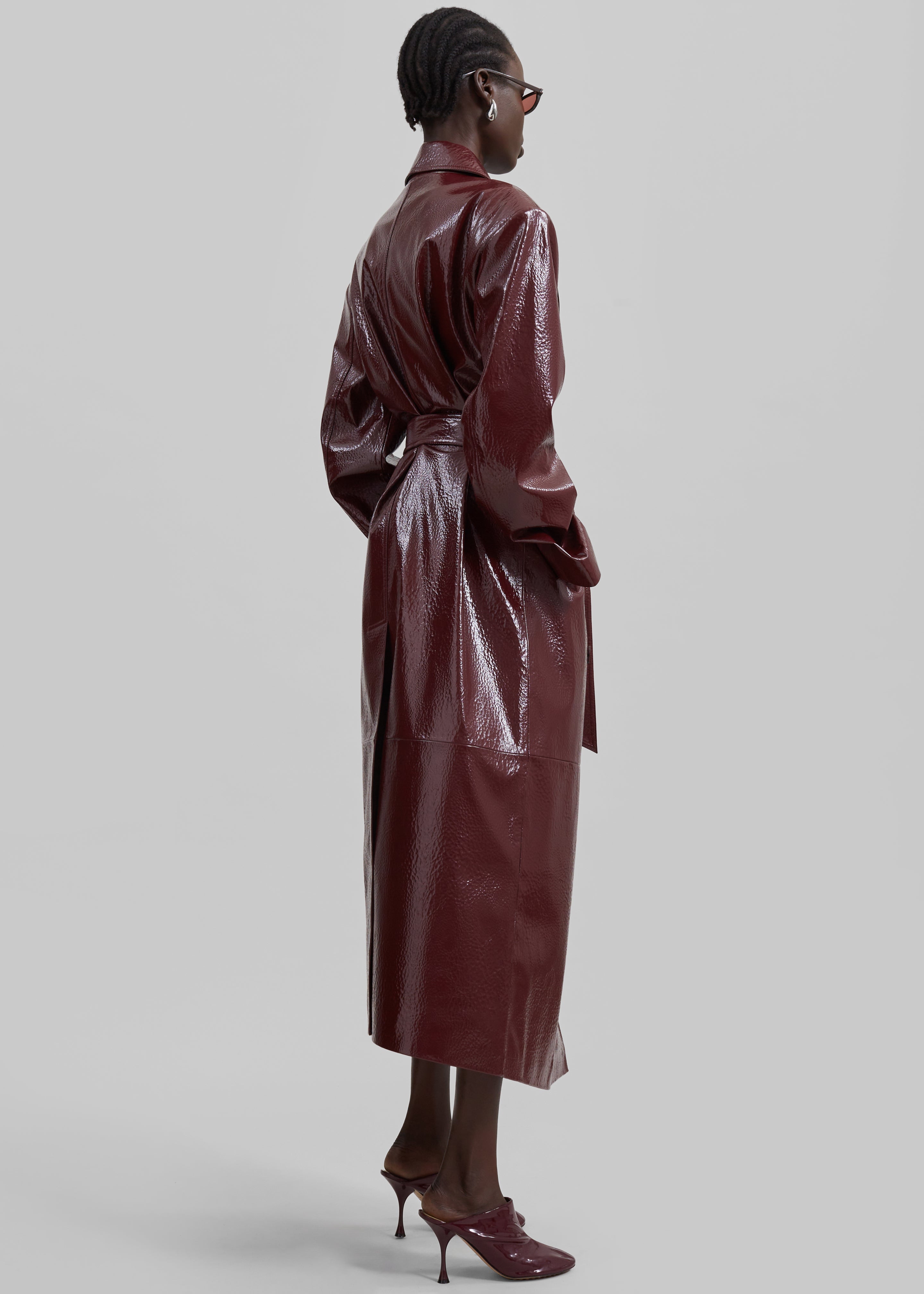 Tina Crackled Faux Leather Trench Coat Burgundy Frankie Shop Europe