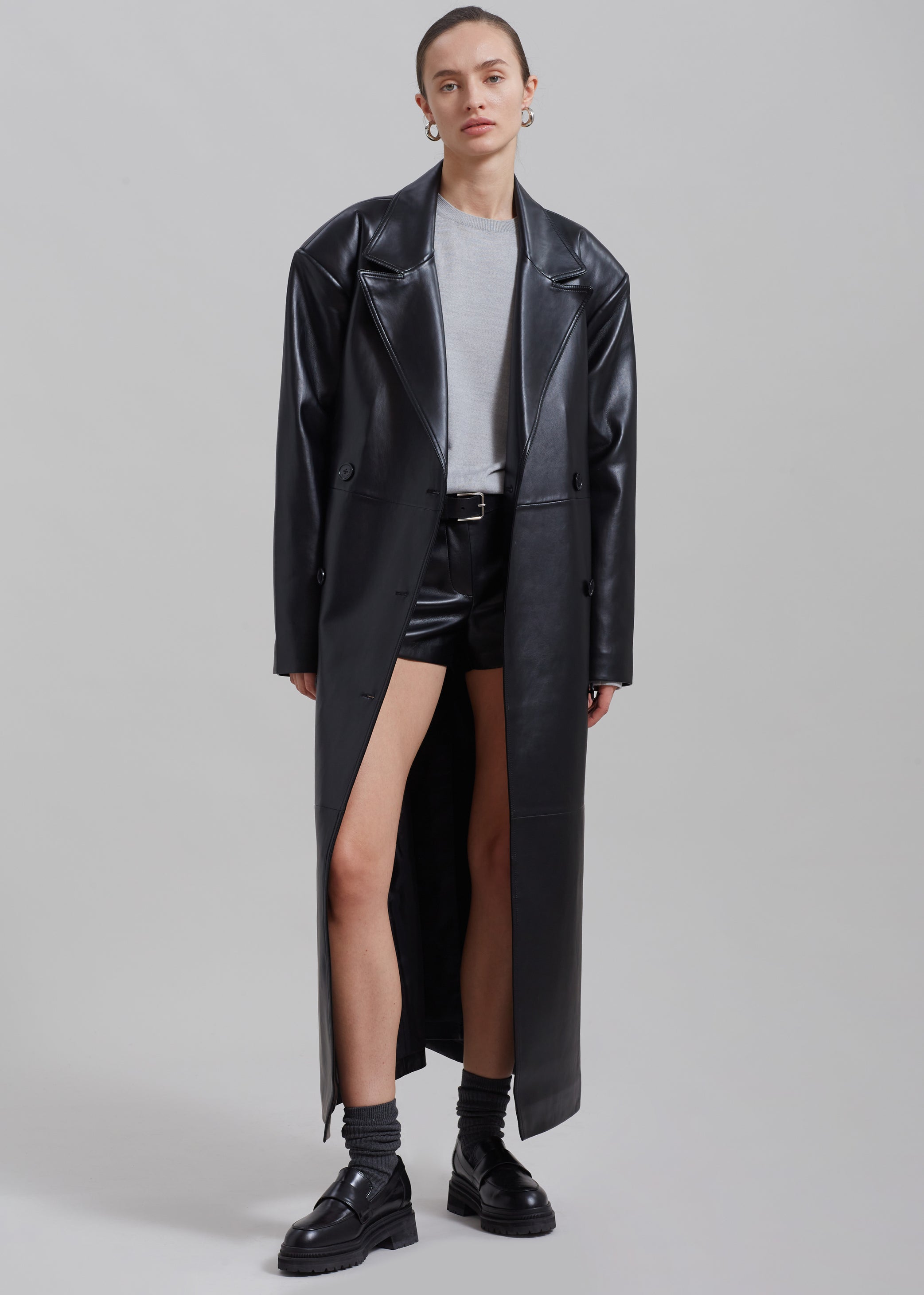 Shop the look image for Tina Faux Leather Trench Coat - Black