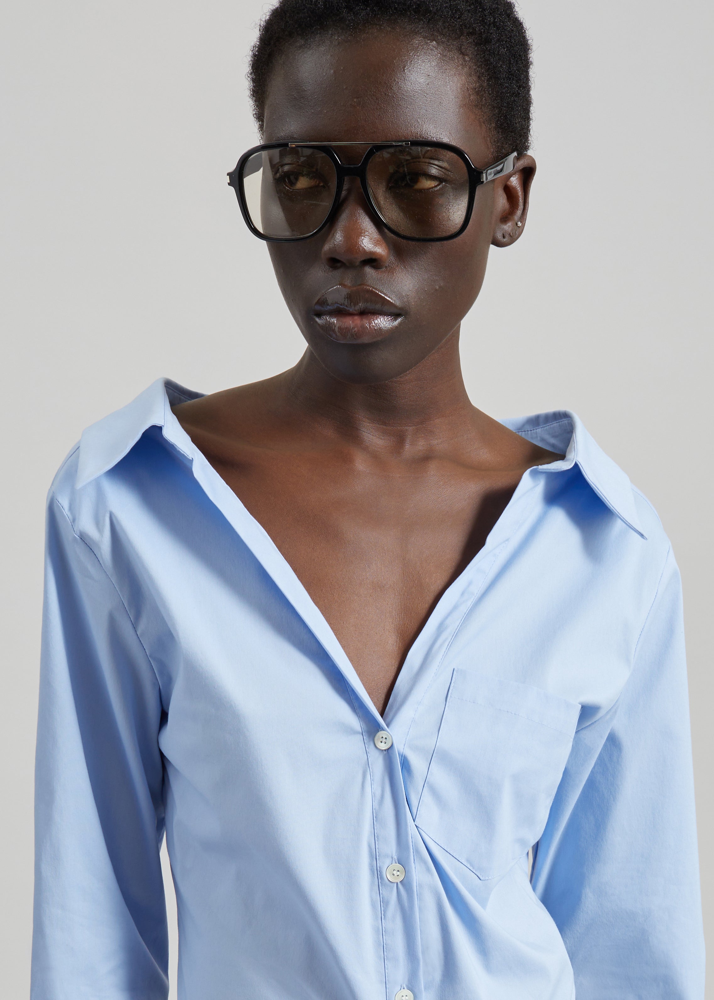 Tiona Fitted Shirt - Light Blue - 3