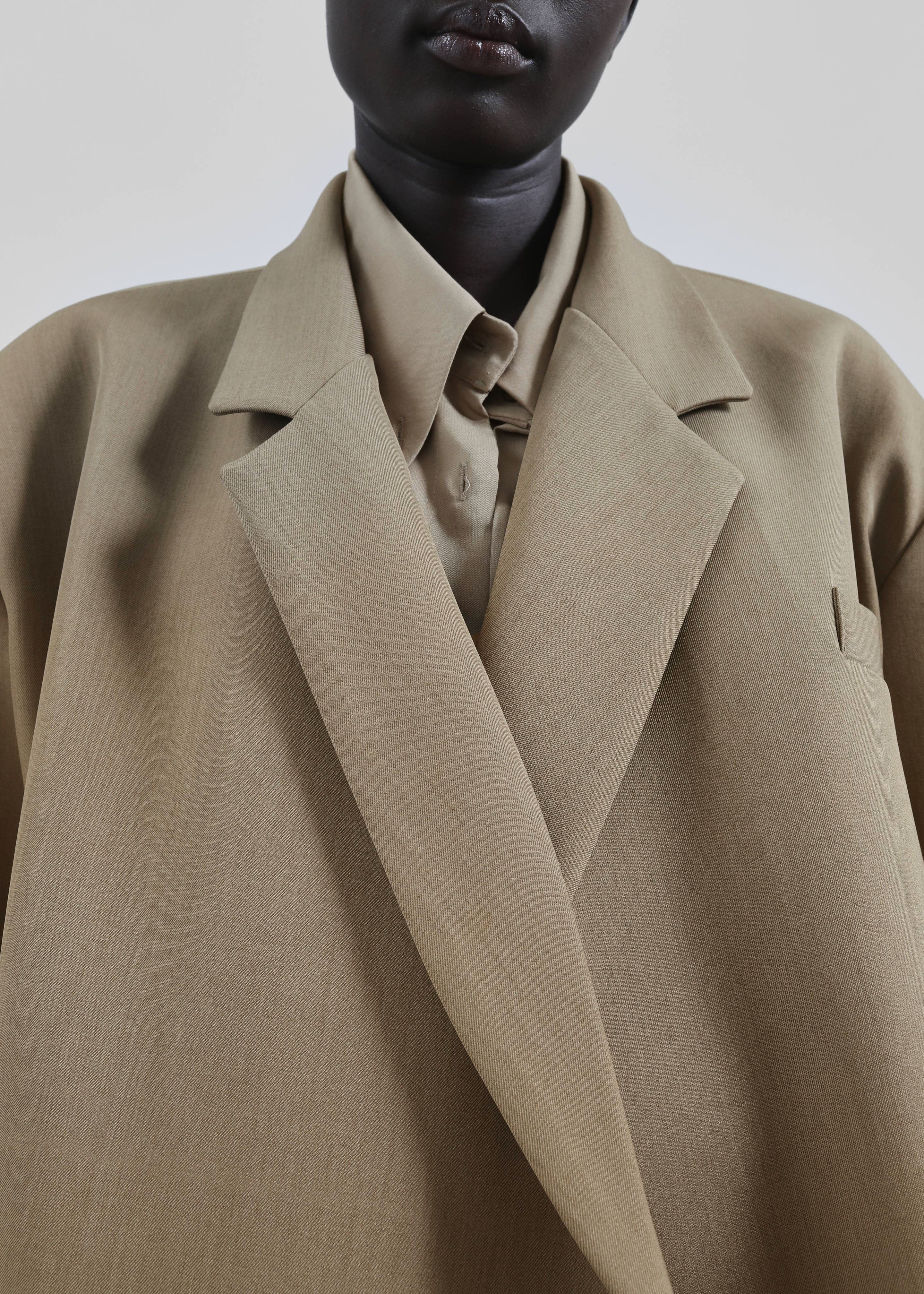Tolmer Boxy Wrap Blazer - Taupe Melange - 7