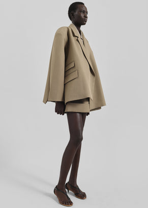 Tolmer Boxy Wrap Blazer - Taupe Melange