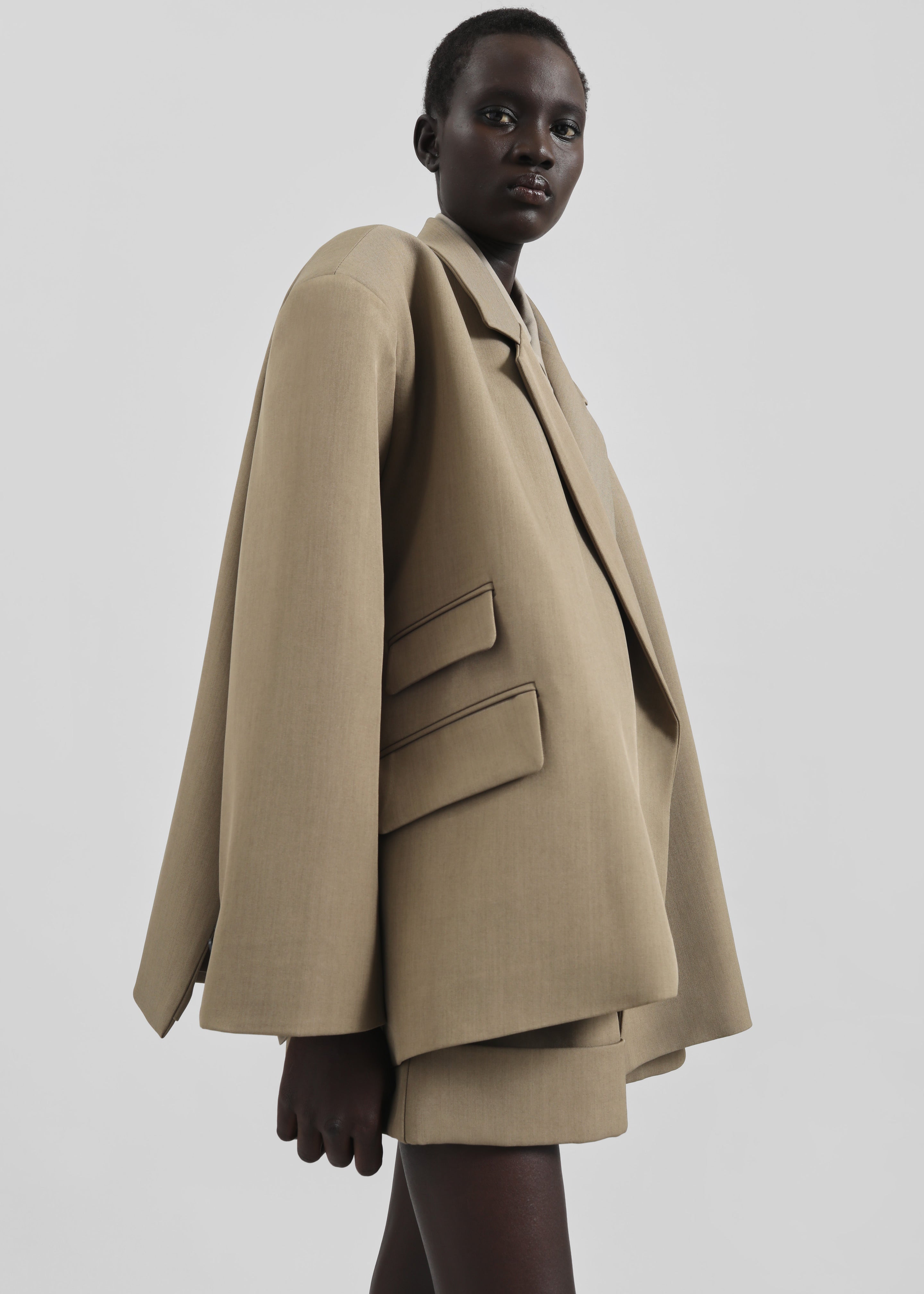 Tolmer Boxy Wrap Blazer - Taupe Melange - 8