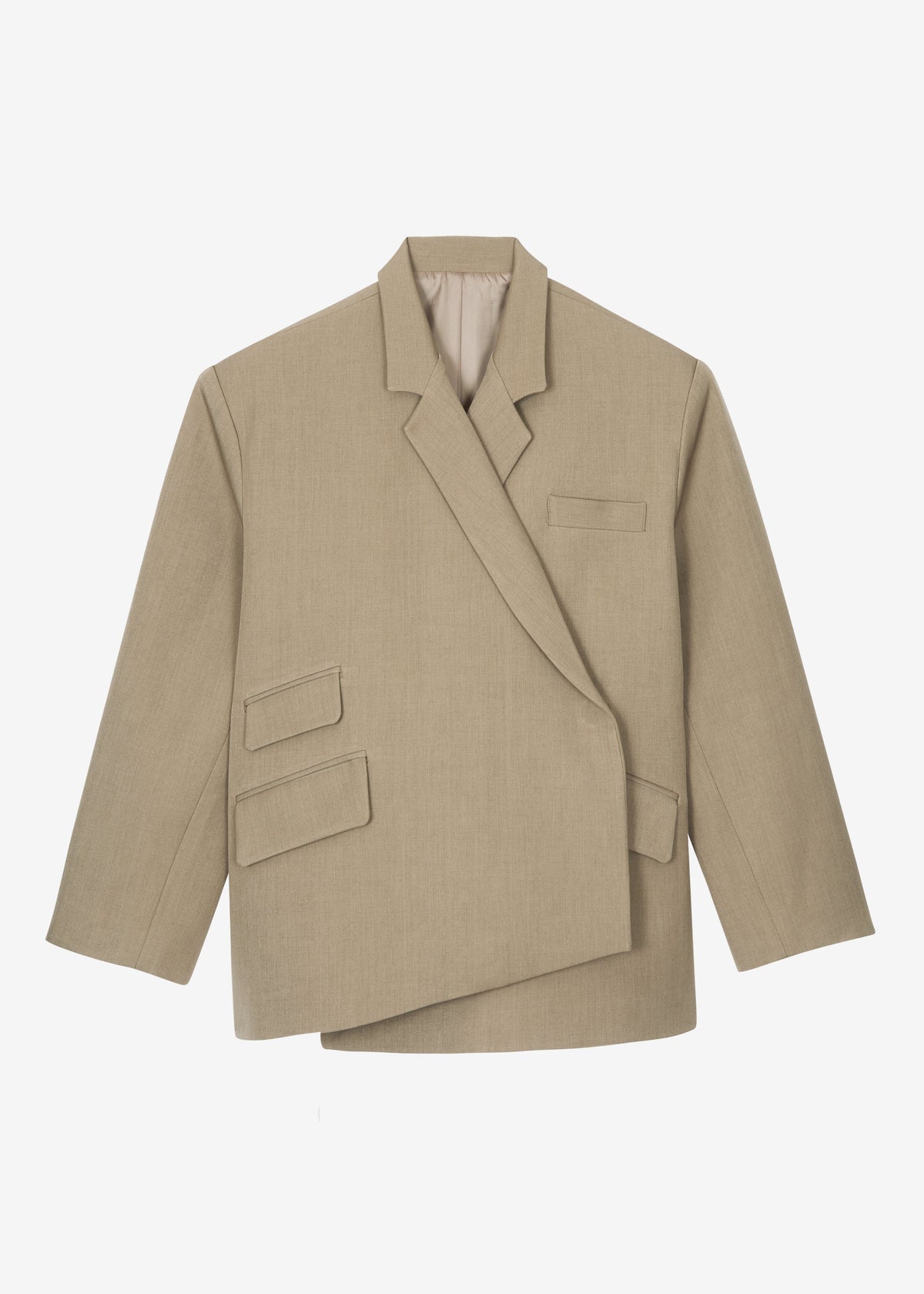 Tolmer Boxy Wrap Blazer - Taupe Melange - 11