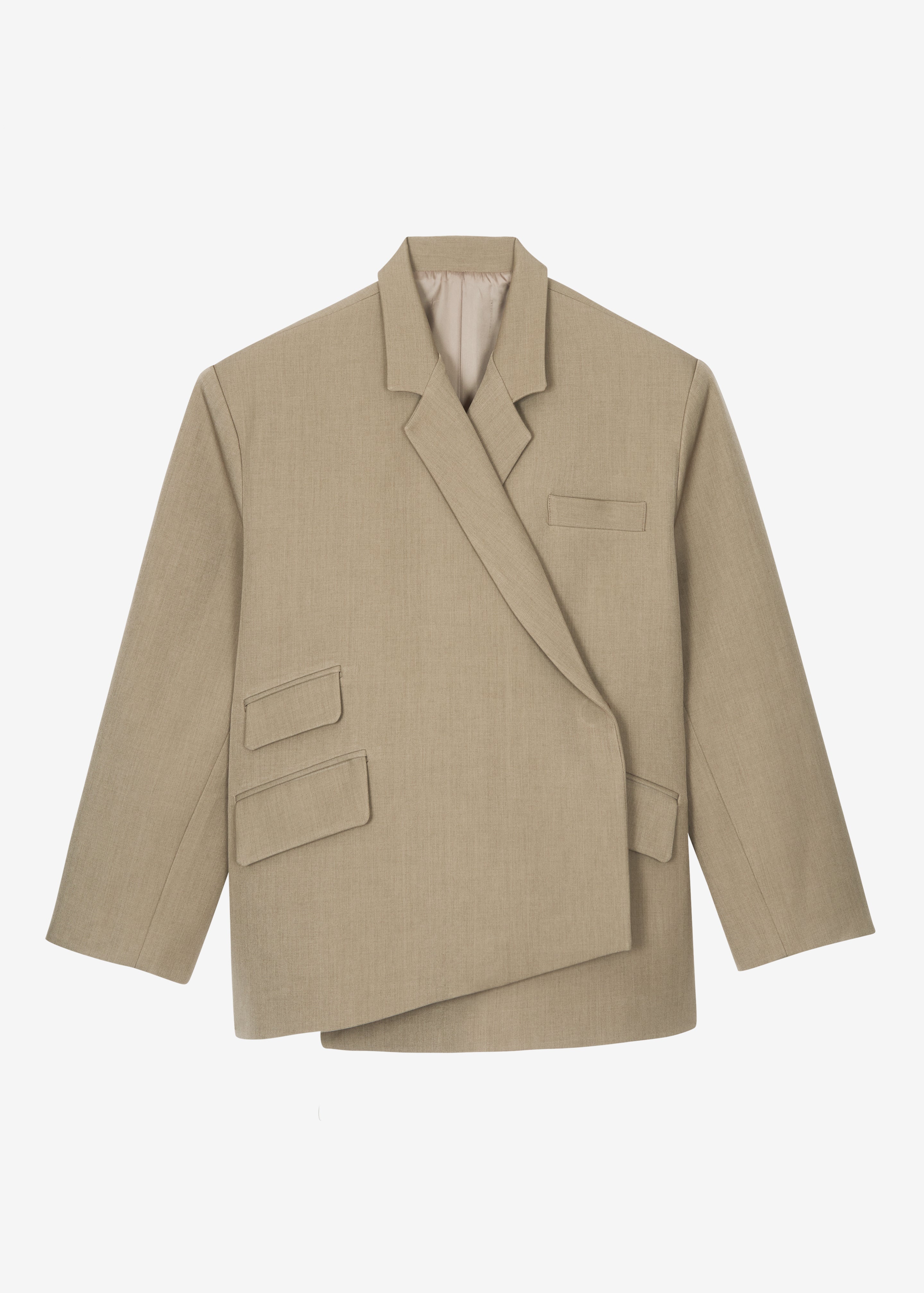 Tolmer Boxy Wrap Blazer - Taupe Melange - 11