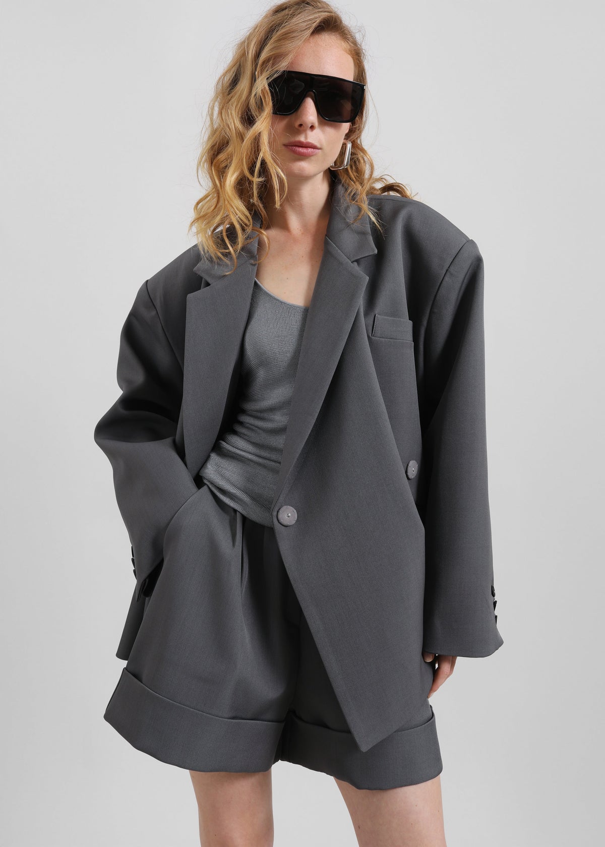 Tolmer Boxy Wrap Blazer - Storm Grey - 4