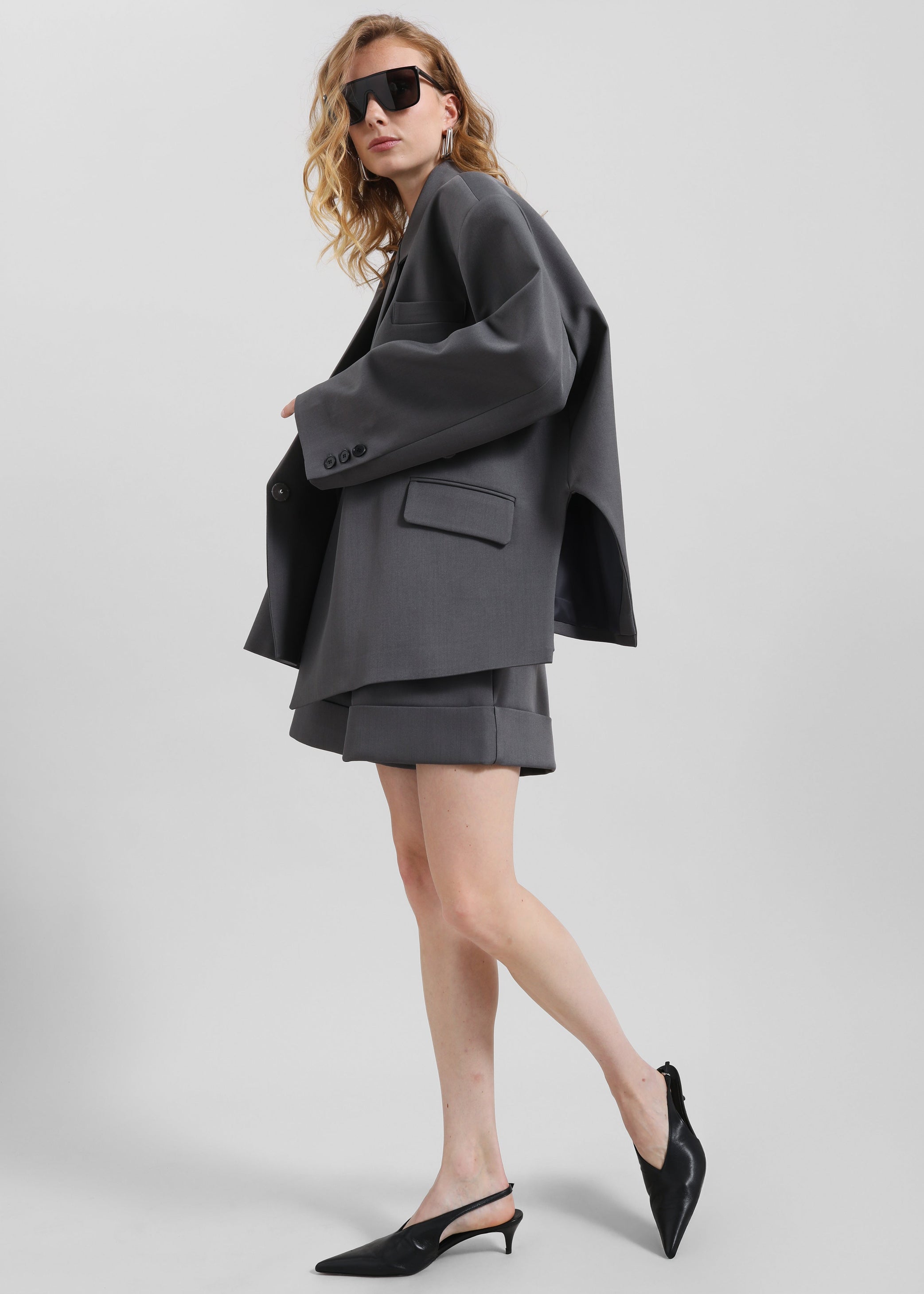 Shop the look image for Tolmer Boxy Wrap Blazer - Storm Grey
