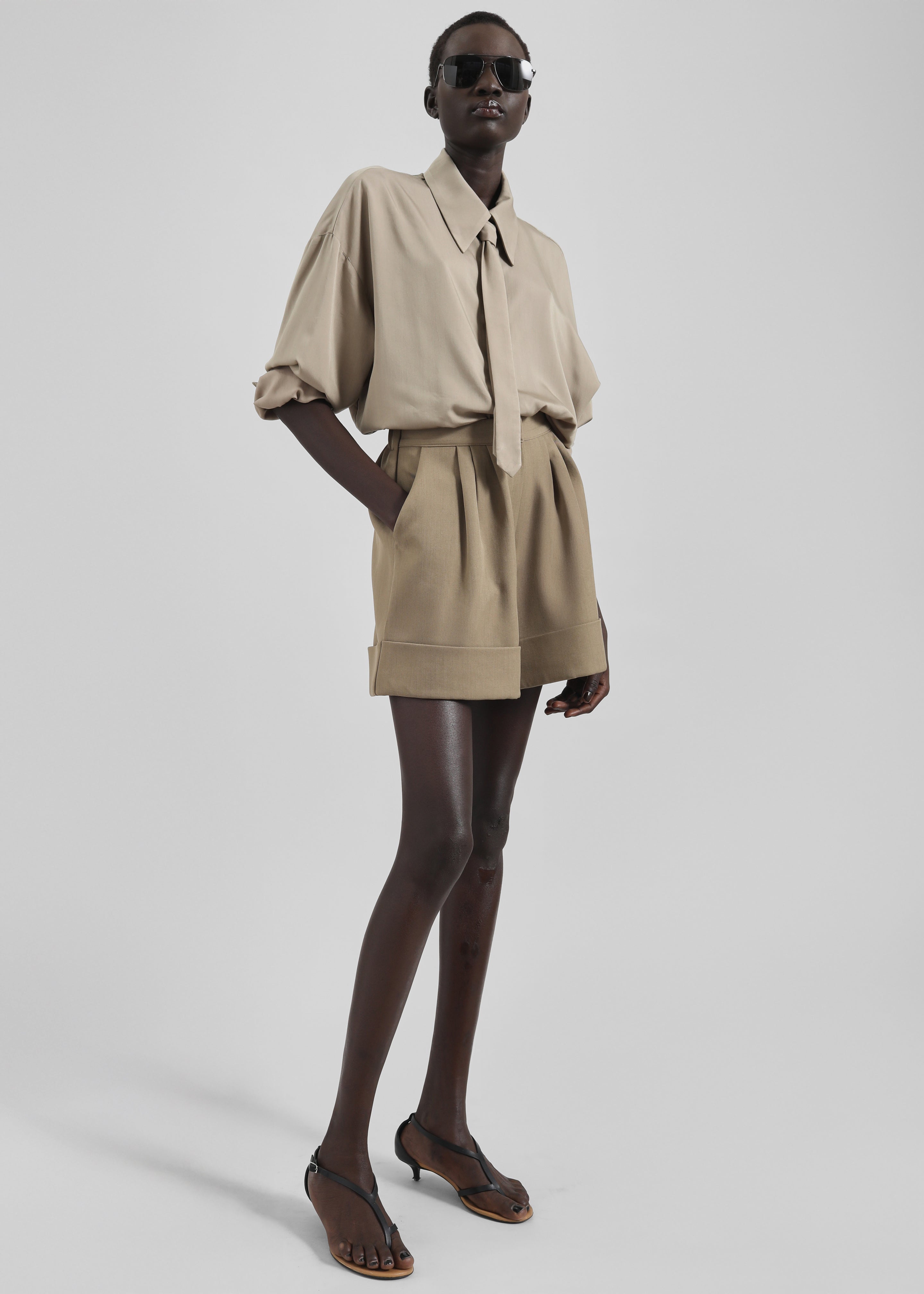 Tolmer Cuffed Shorts - Taupe Melange - 3