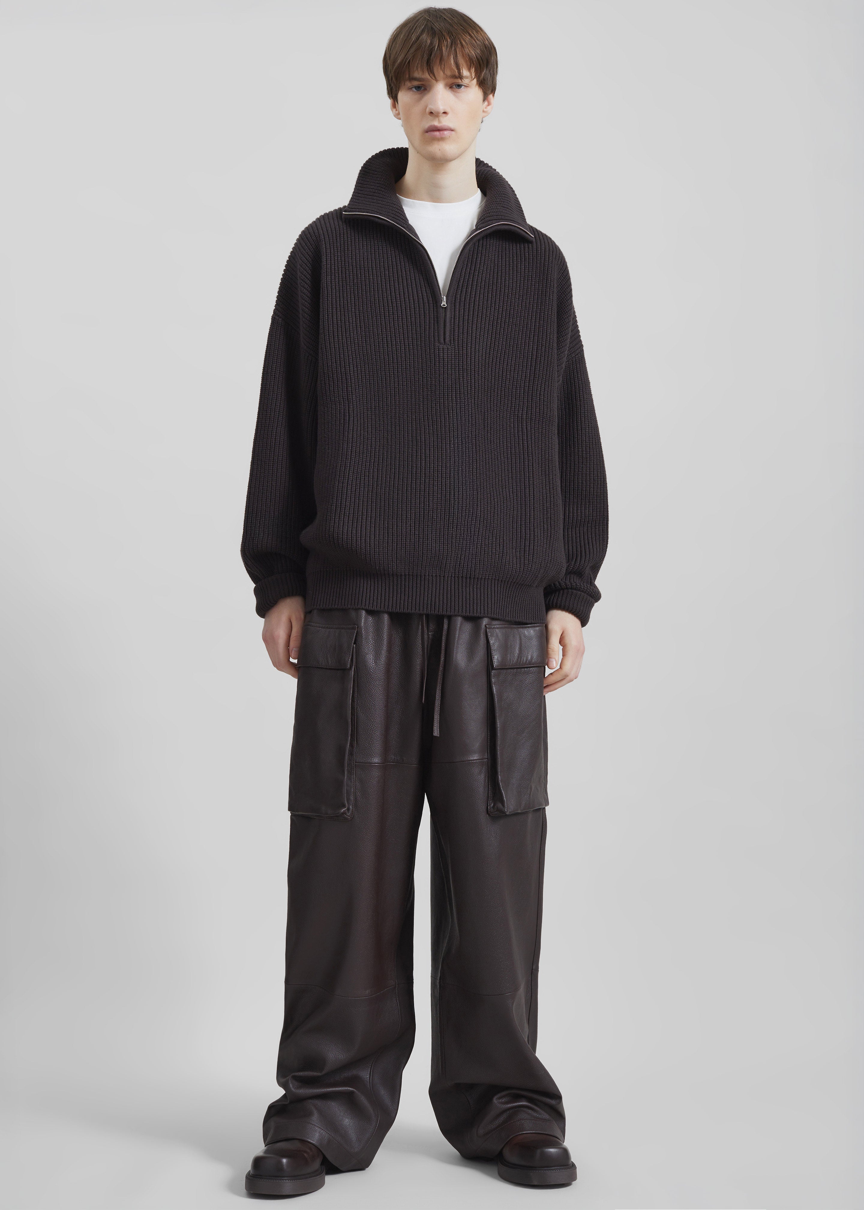 Tom Leather Cargo Pants - Vintage Brown - 4