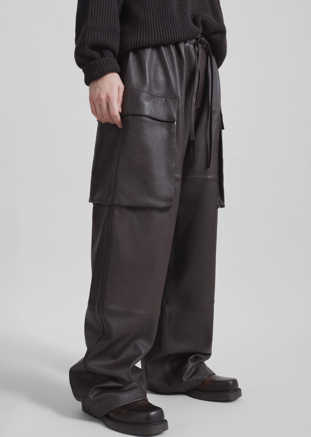 Tom Leather Cargo Pants - Vintage Brown - 1