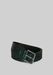 Toni Croc Leather Belt - Bottle Green