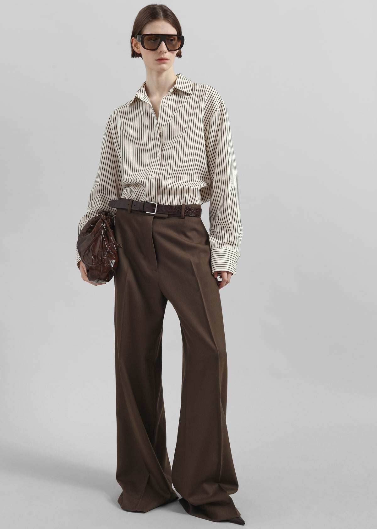 Toni Croc Patent Leather Belt - Brown/Silver - 3
