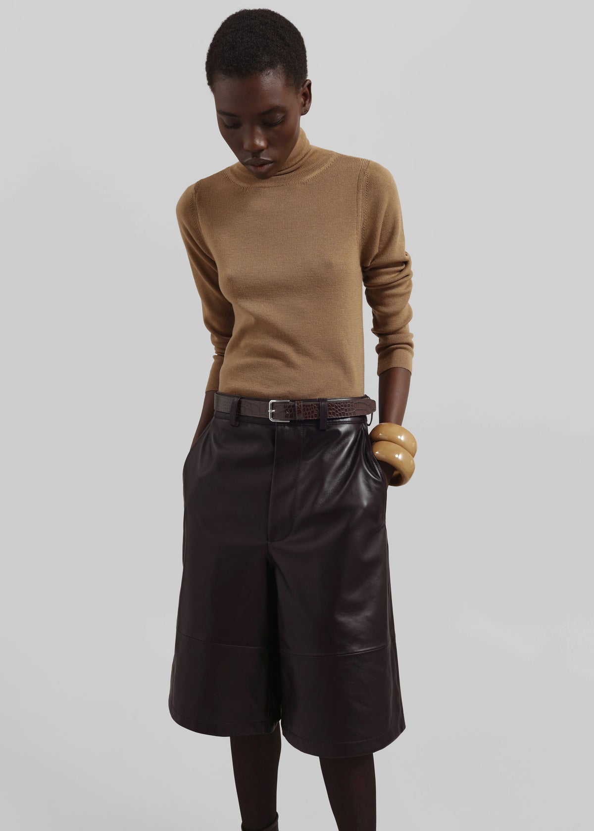 Toni Croc Patent Leather Belt - Brown/Silver - 5