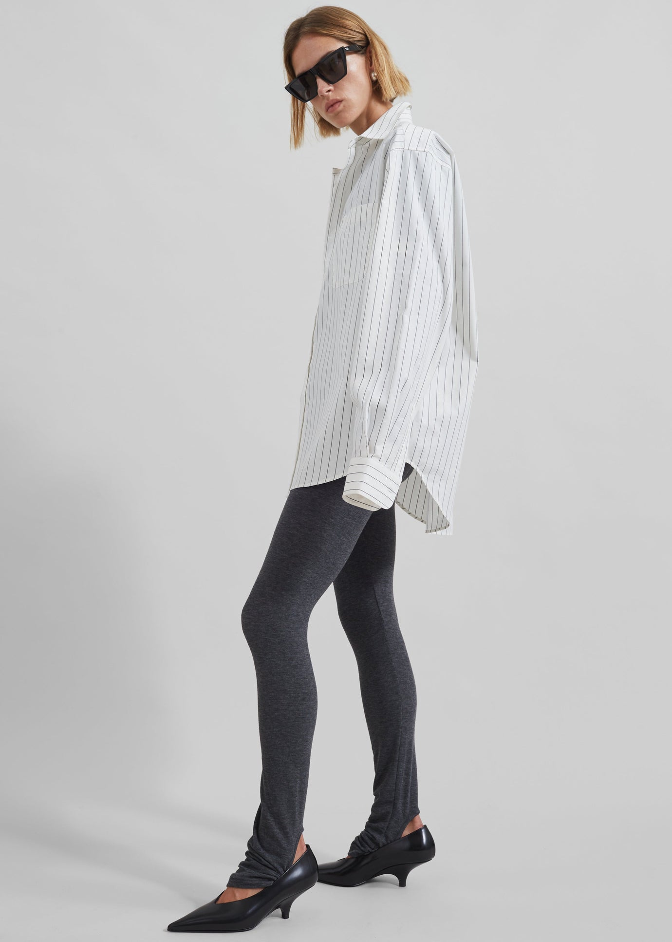 Toria Cotton Shirt - White/Black Stripe - 1