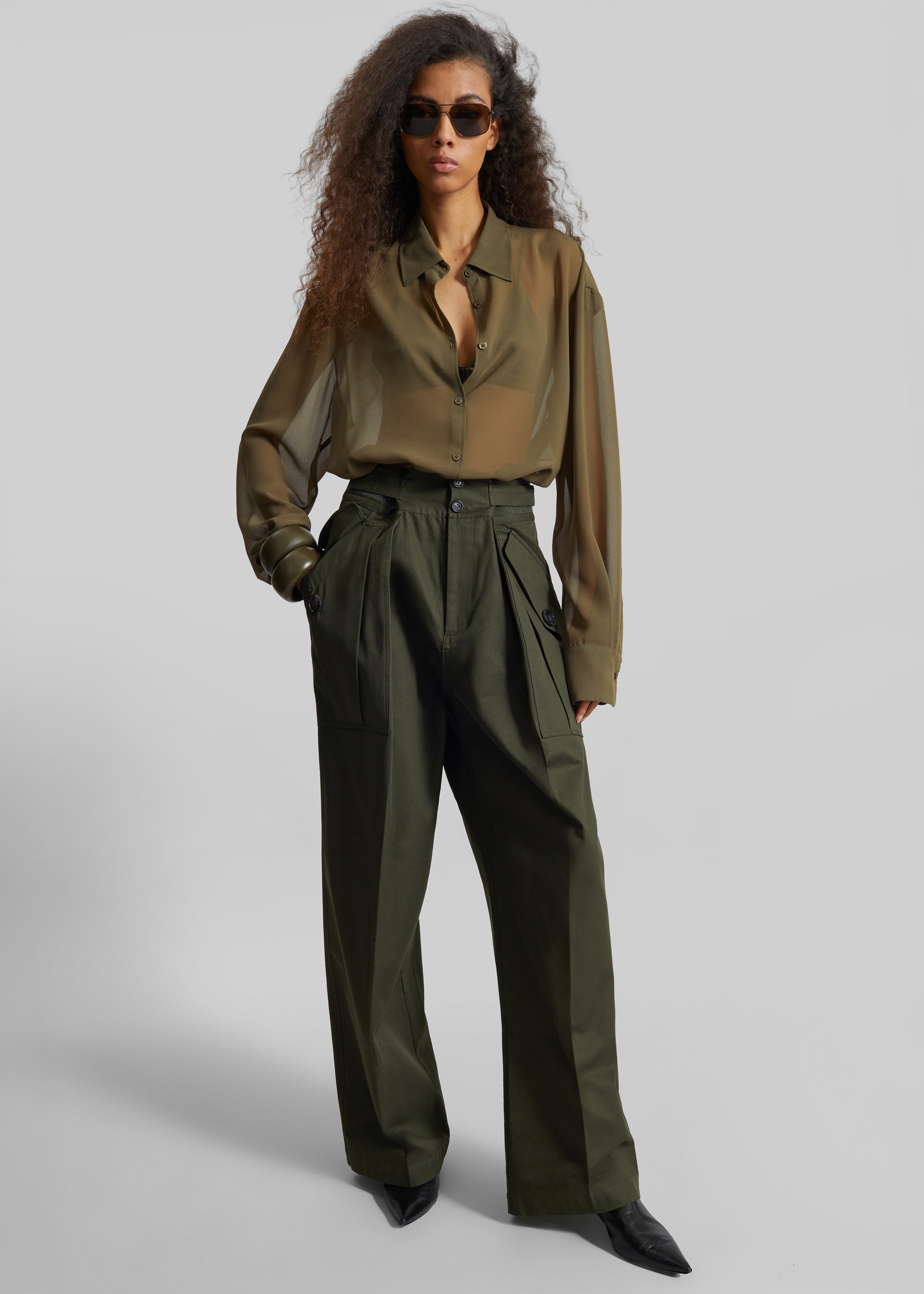 Tova Cargo Pants - Deep Green - 1