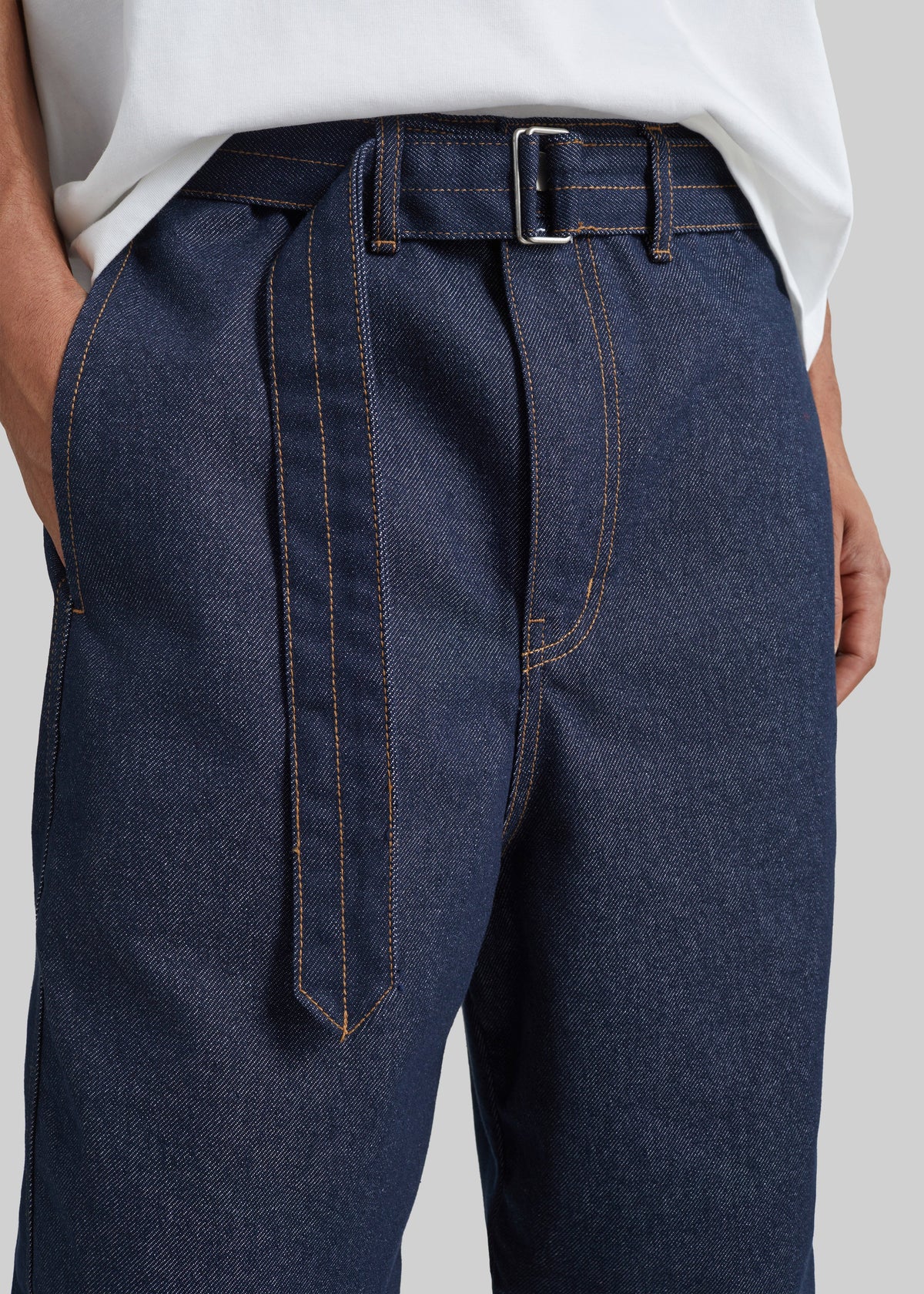 Jean large Tregor ceinturé - Bleu foncé délavé