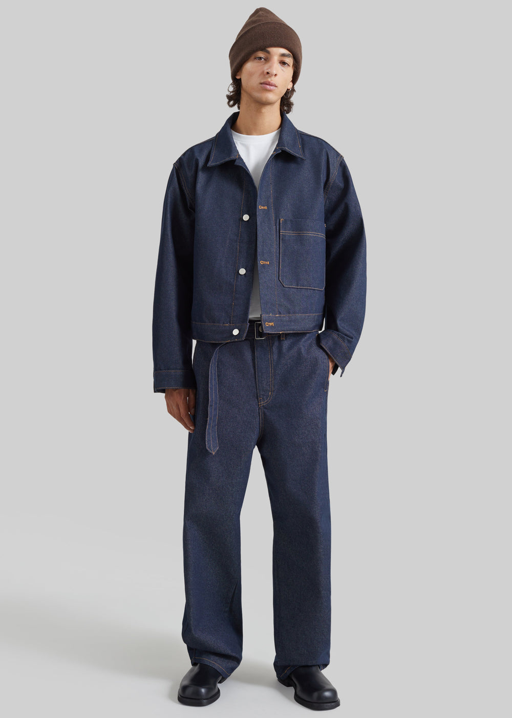 Veste boxy Tregor en denim - Bleu foncé délavé - 1