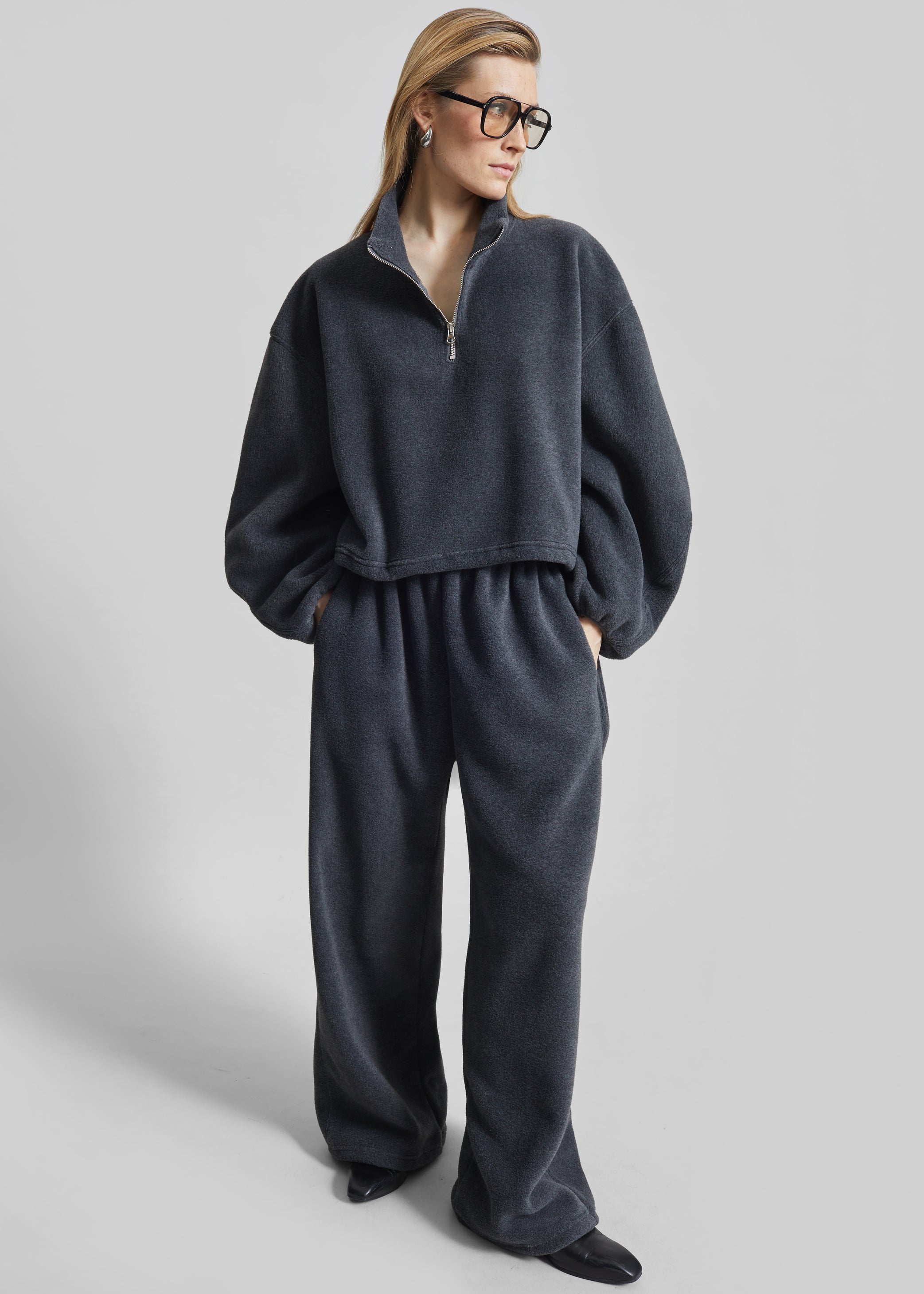 Shop the look image for Treveray Fleece Half-Zip Sweatshirt - Dark Grey