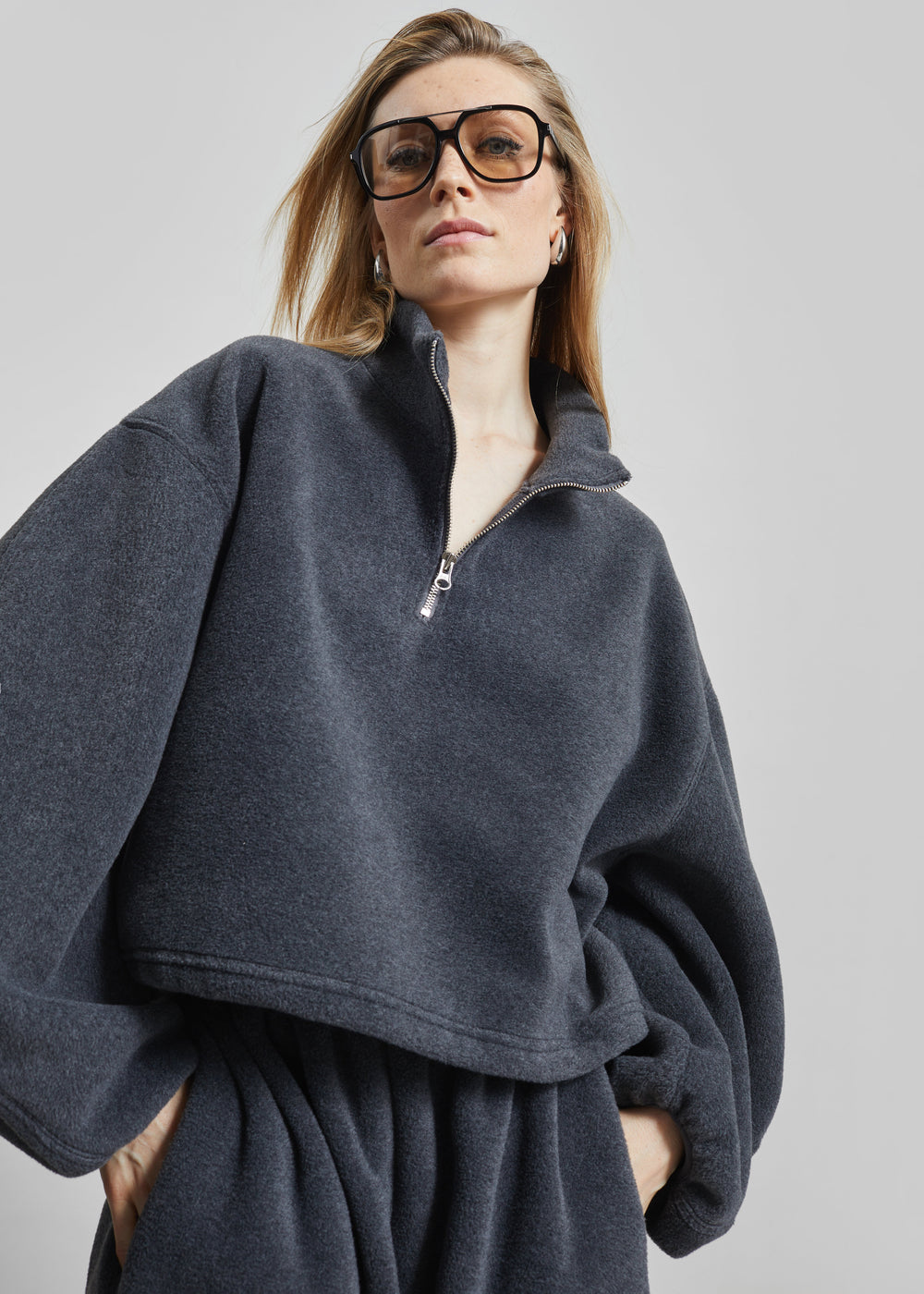 Treveray Fleece Half-Zip Sweatshirt - Dark Grey