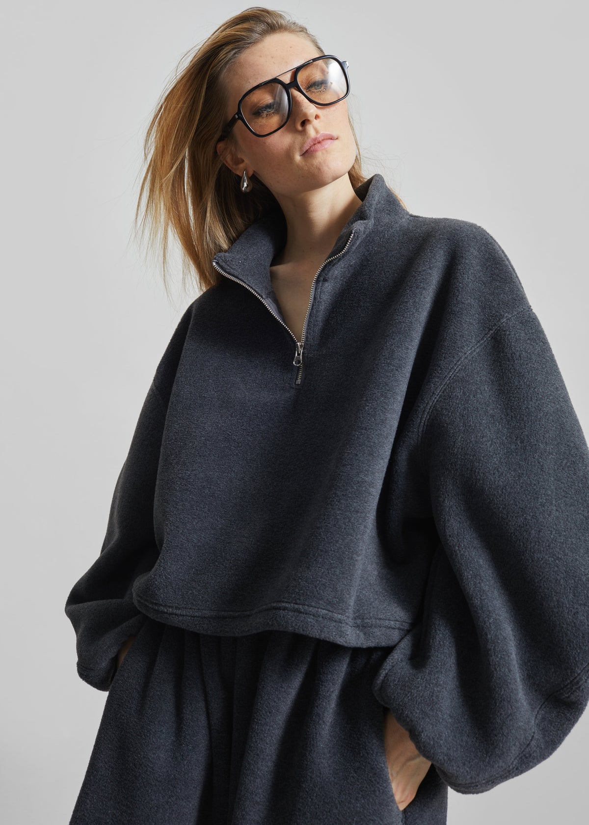 Treveray Fleece Half-Zip Sweatshirt - Dark Grey - 4