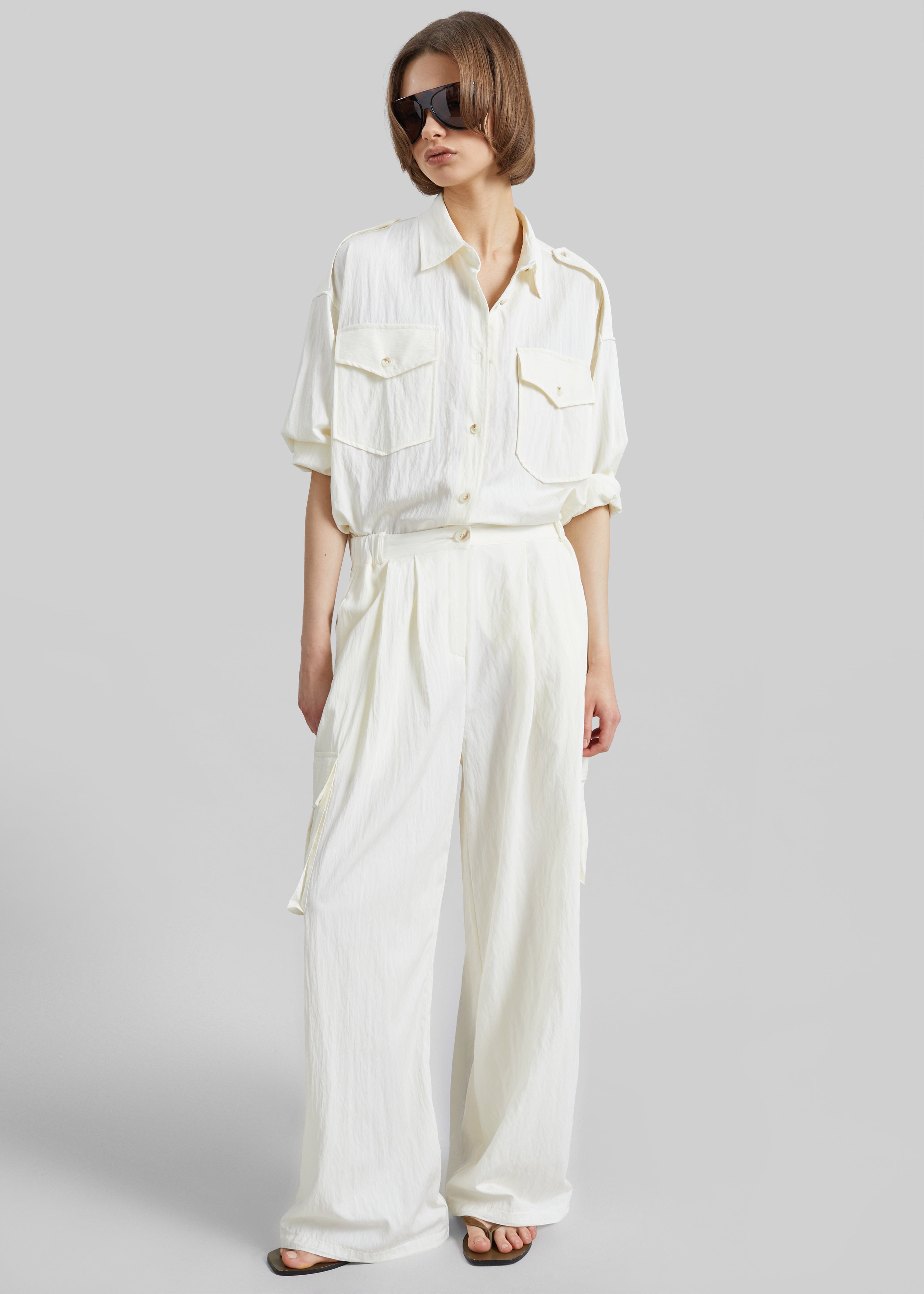 Trevi Textured Cargo Pants - Cream - 6