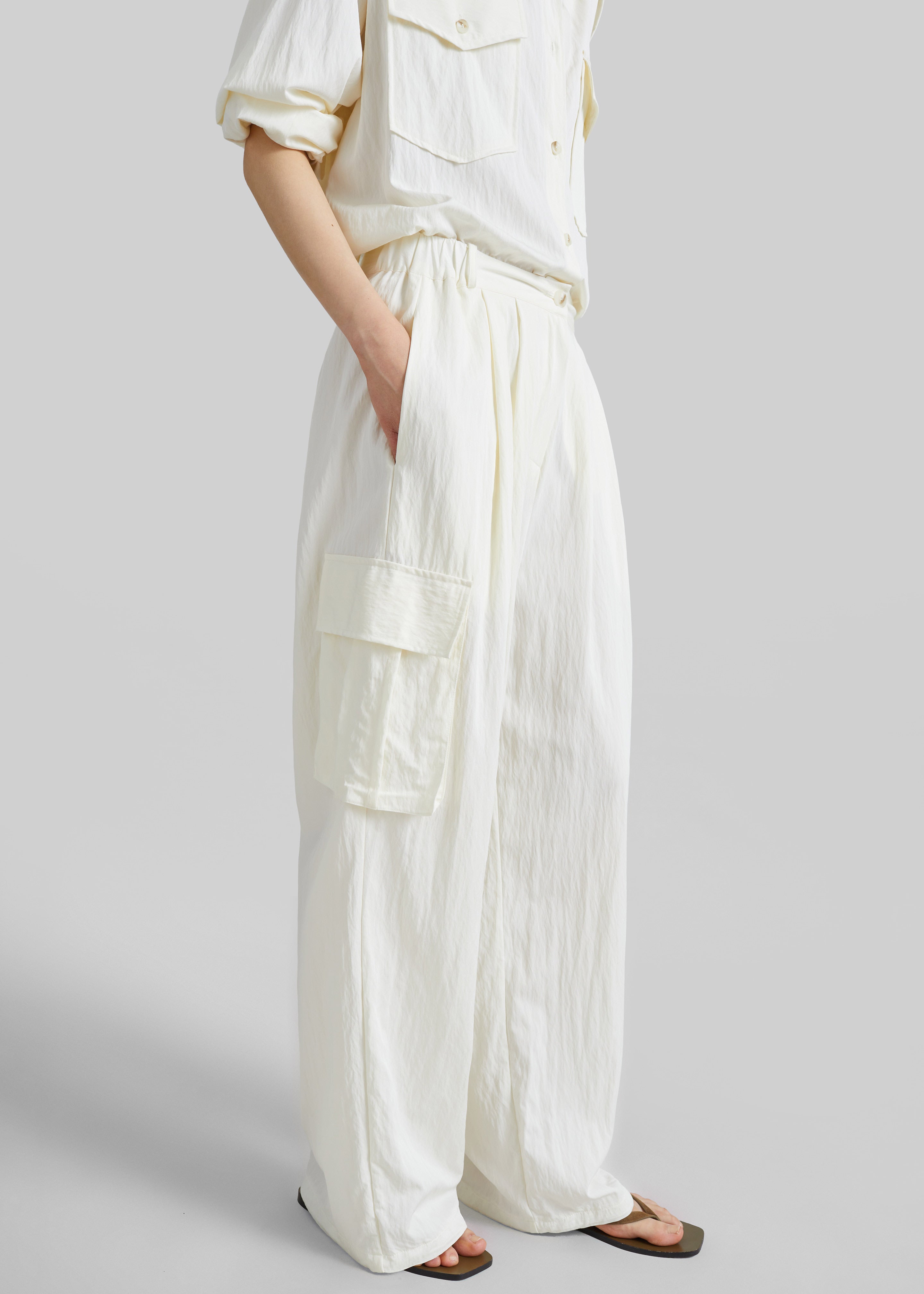 Trevi Textured Cargo Pants - Cream - 7
