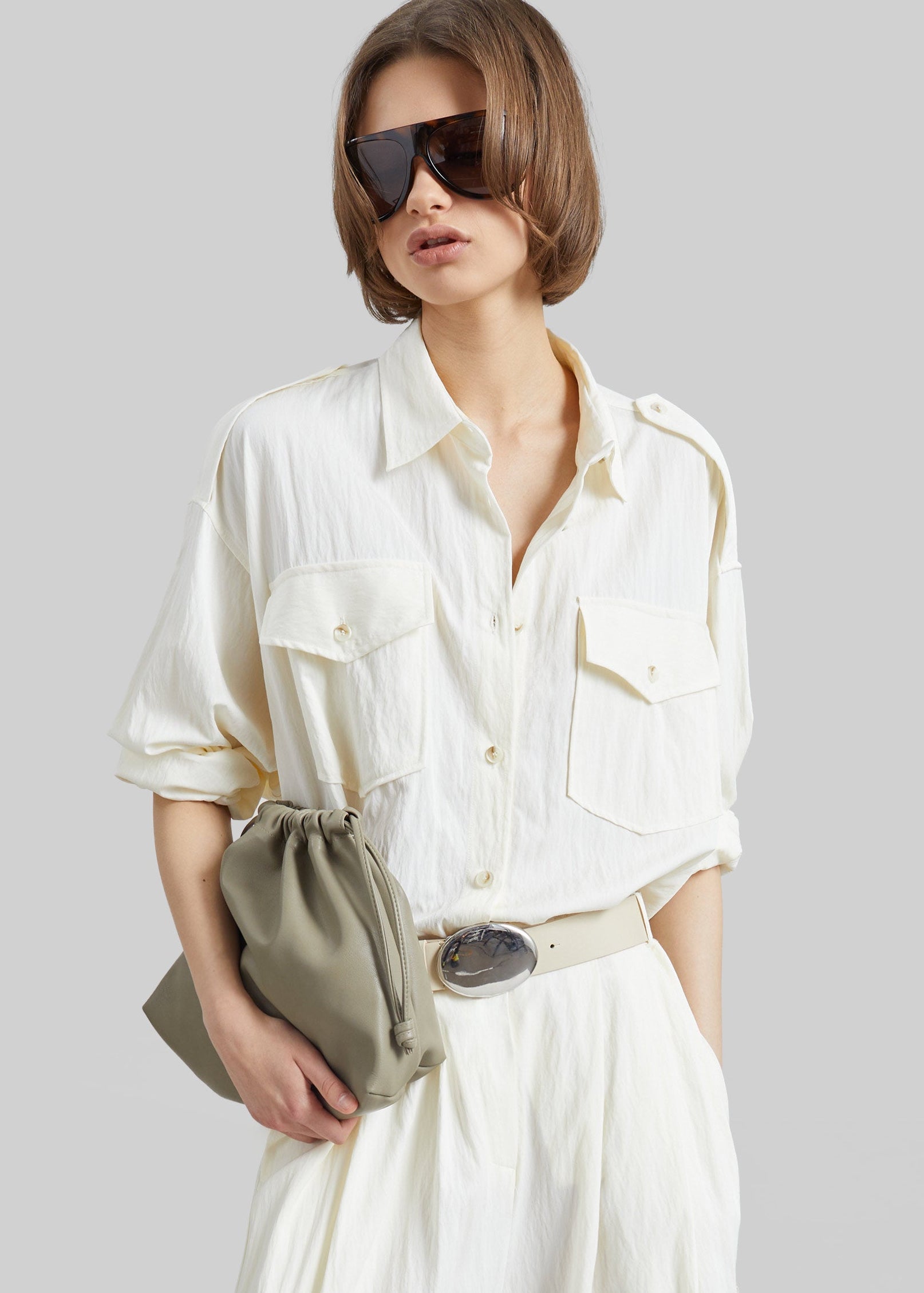 Trevi Textured Cargo Shirt - Cream - 1