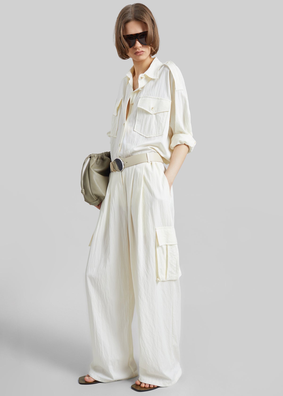 Trevi Textured Cargo Shirt - Cream - 3