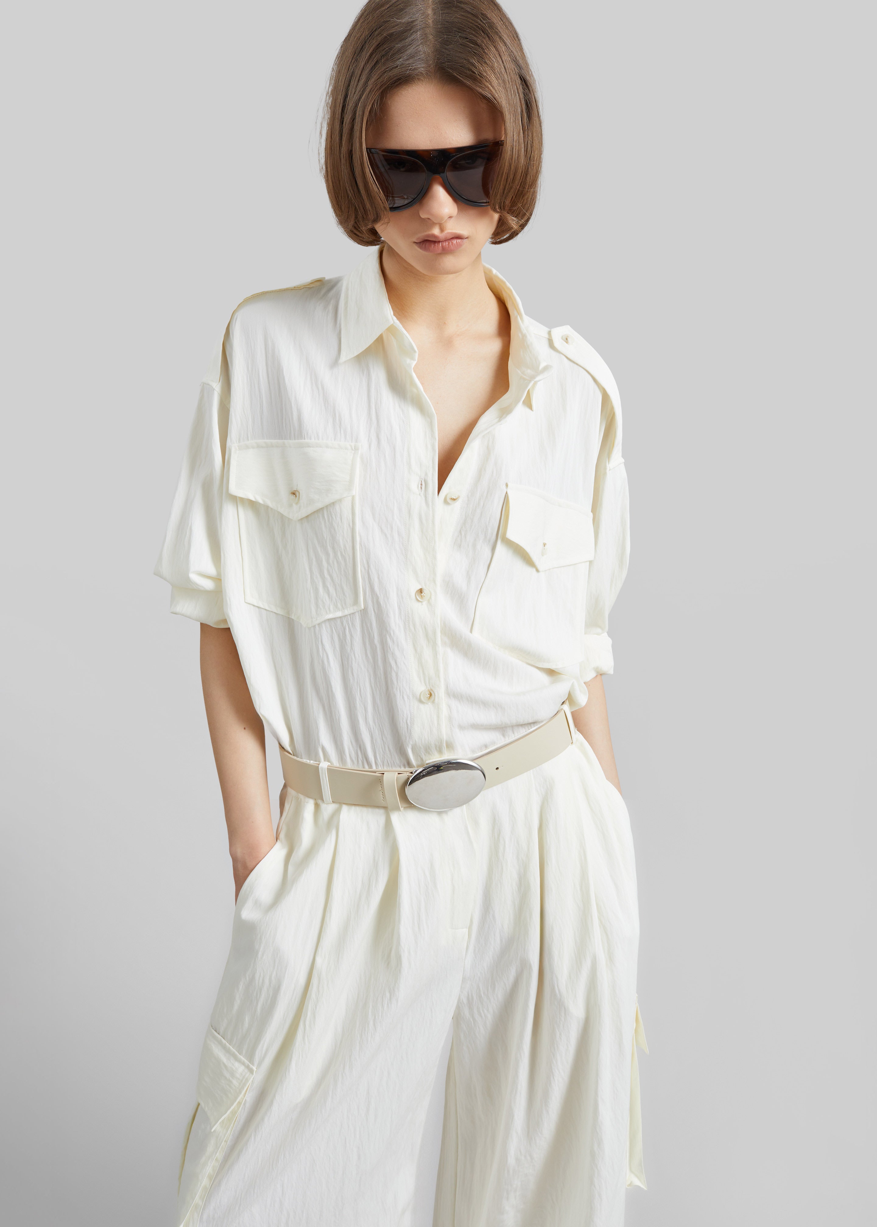 Trevi Textured Cargo Shirt - Cream - 5