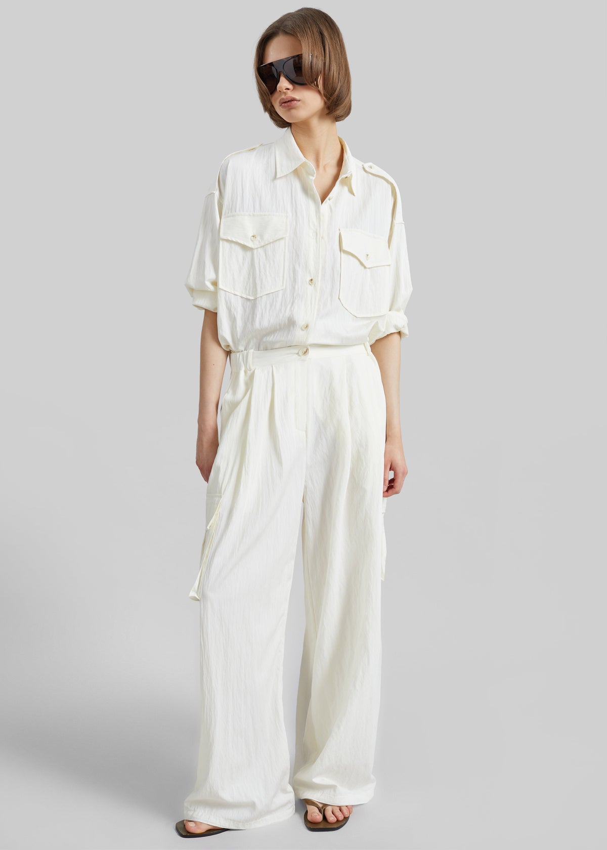 Trevi Textured Cargo Shirt - Cream - 4