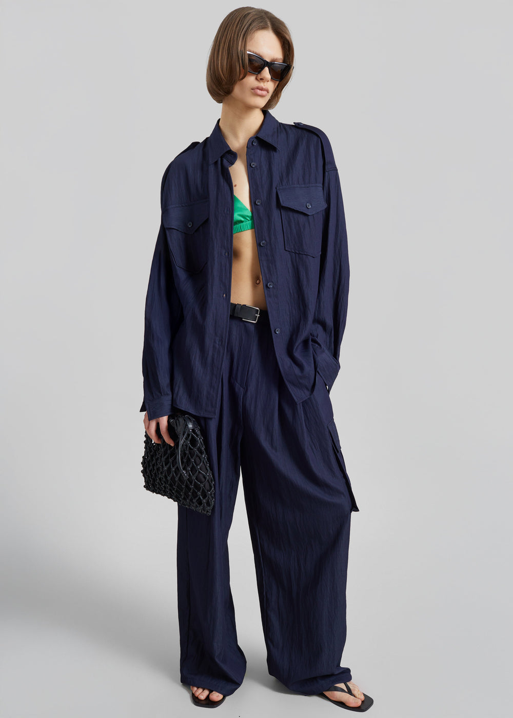 Trevi Textured Cargo Shirt - Navy - 1
