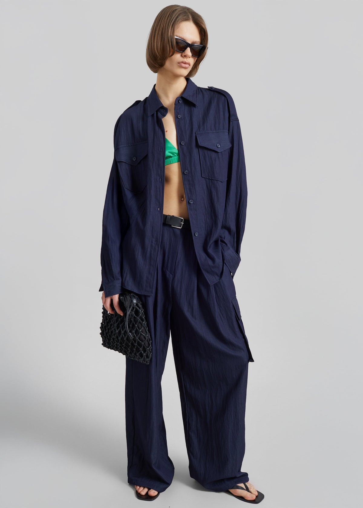 Trevi Textured Cargo Shirt - Navy - 2